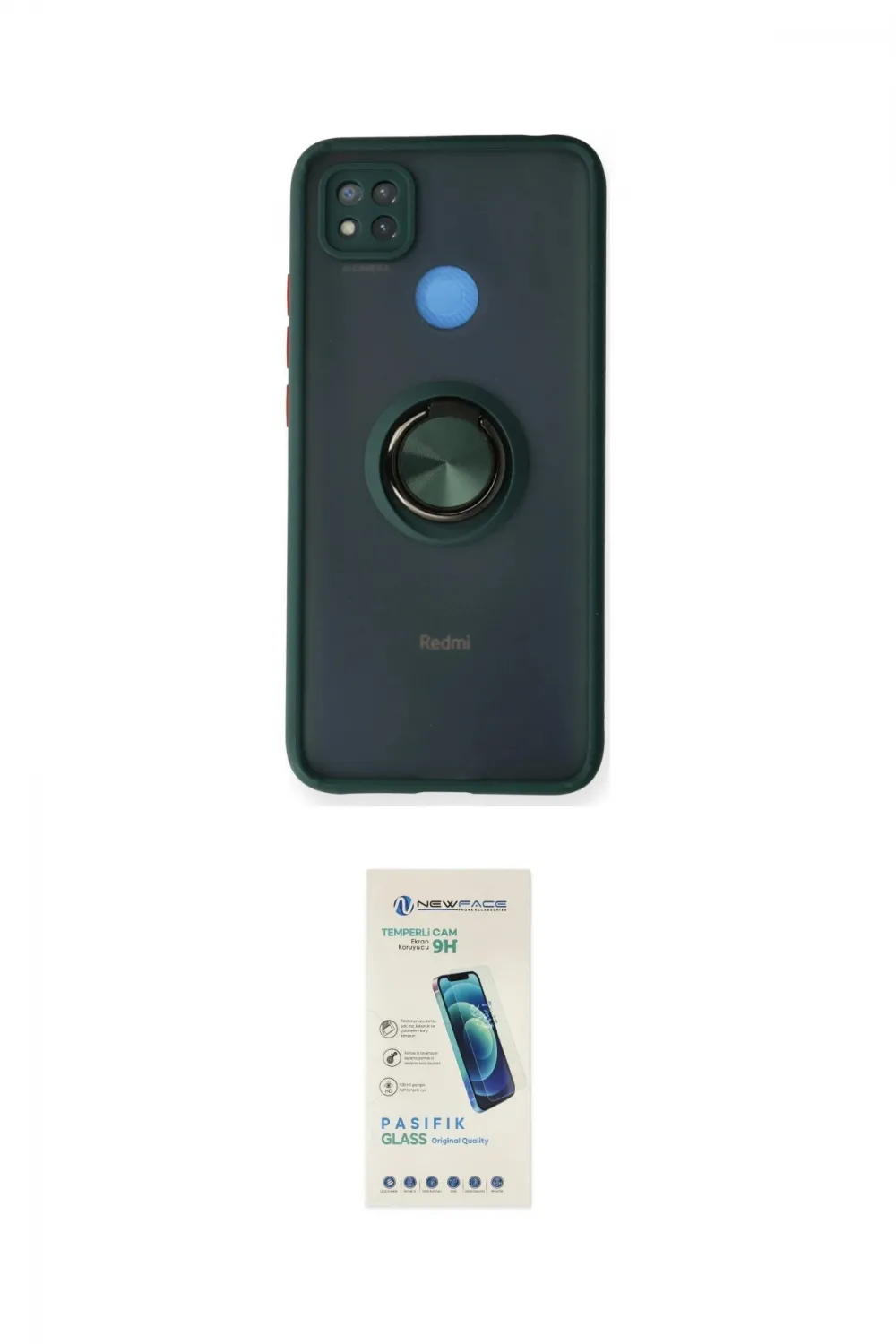 ieg™ Redmi 9C Kılıf Yörünge Çizgi - Şeffaf Pasifik Cam Ekran Koruyucu