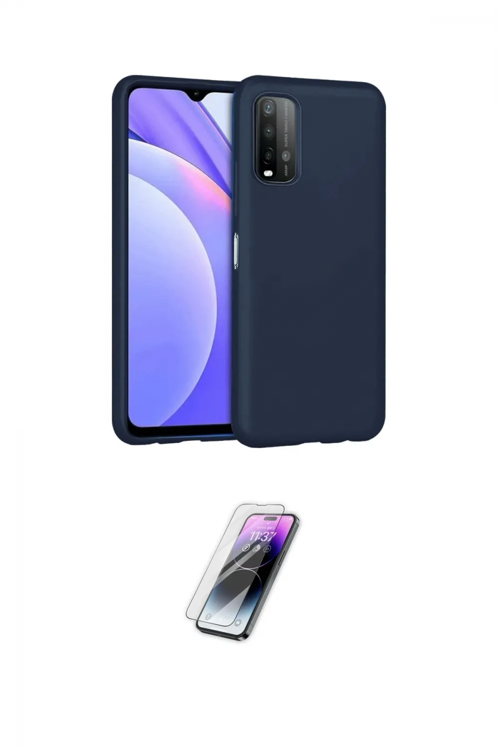 ieg™ Redmi 9T Kılıf Ahenk Serisi - Şeffaf Pasifik Cam Ekran Koruyucu
