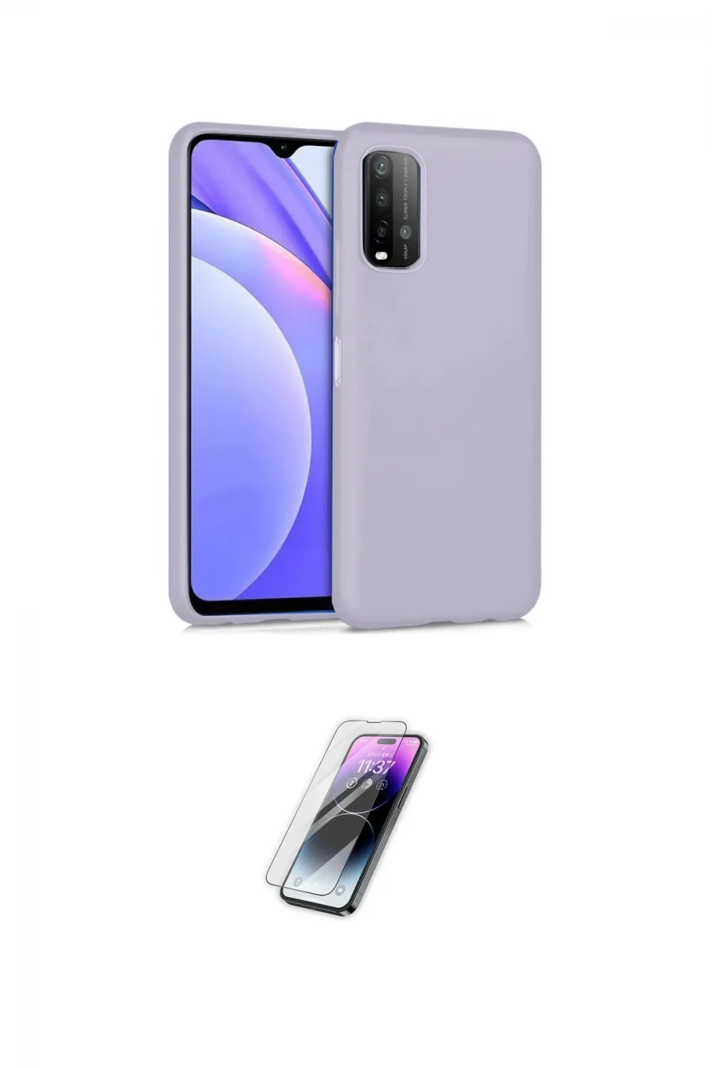 ieg™ Redmi 9T Kılıf Ahenk Serisi - Şeffaf Pasifik Cam Ekran Koruyucu