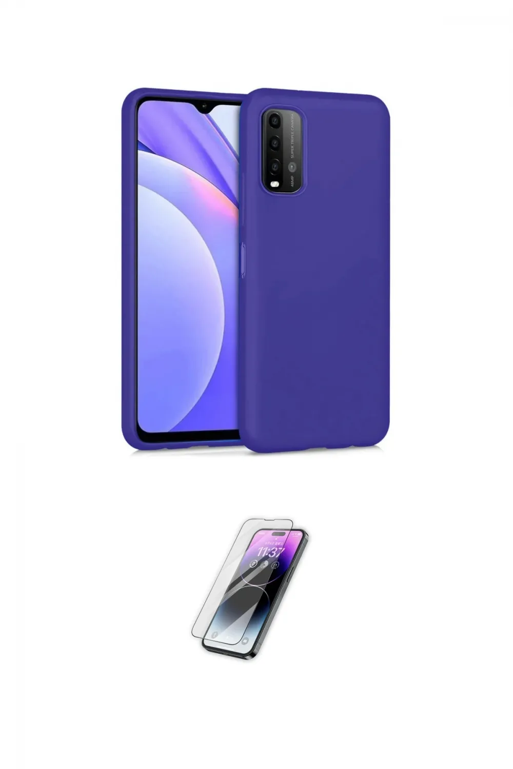 ieg™ Redmi 9T Kılıf Ahenk Serisi - Şeffaf Pasifik Cam Ekran Koruyucu