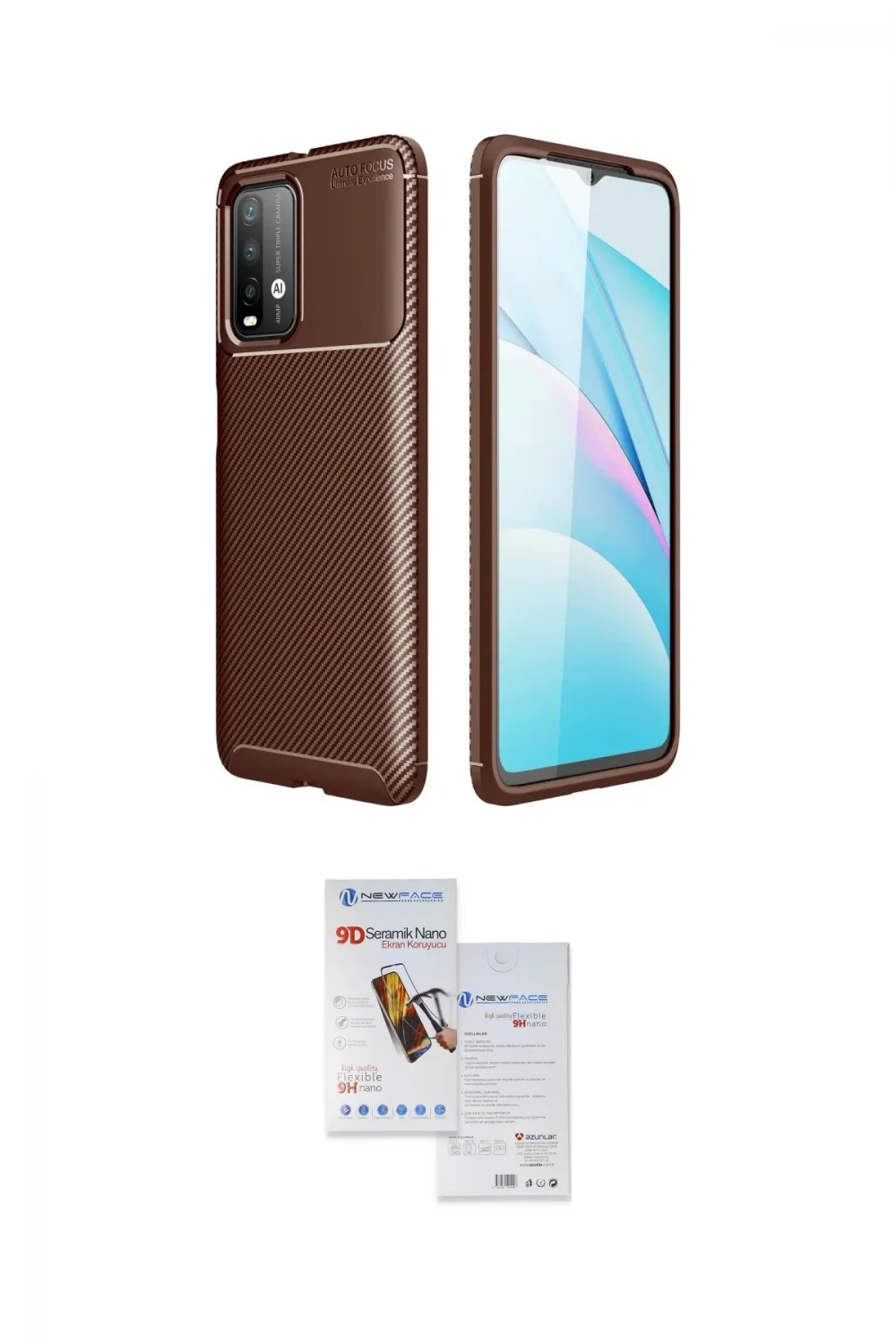 ieg™ Redmi 9T Kılıf Eksen Form Prime - Siyah Seramik Nano Ekran Koruyucu