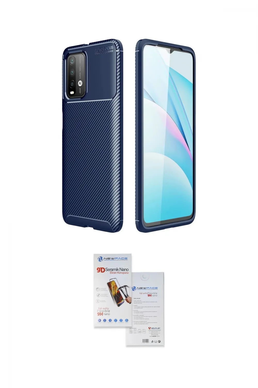 ieg™ Redmi 9T Kılıf Eksen Form Prime - Siyah Seramik Nano Ekran Koruyucu