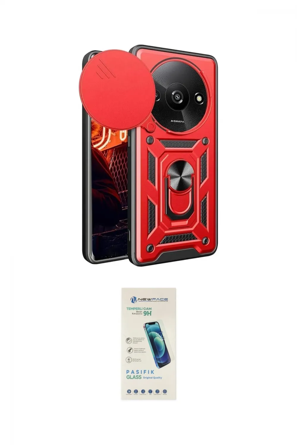 ieg™ Redmi A3 4G Kılıf Ahenk Klasik - Şeffaf Pasifik Cam Ekran Koruyucu