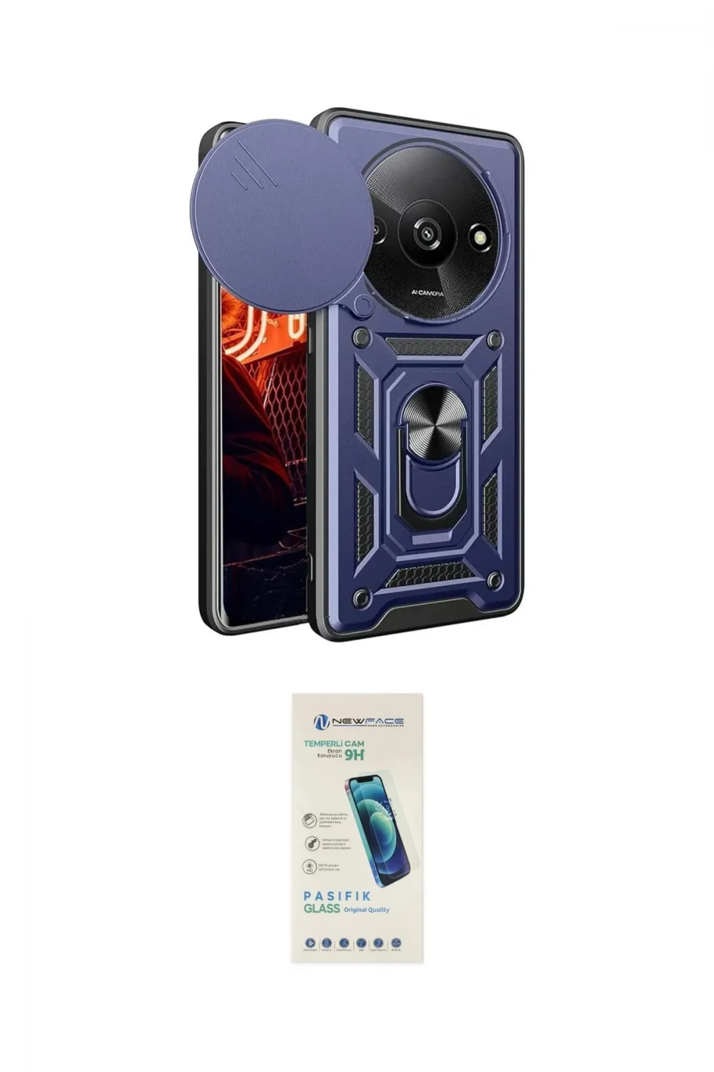 ieg™ Redmi A3 4G Kılıf Ahenk Klasik - Şeffaf Pasifik Cam Ekran Koruyucu