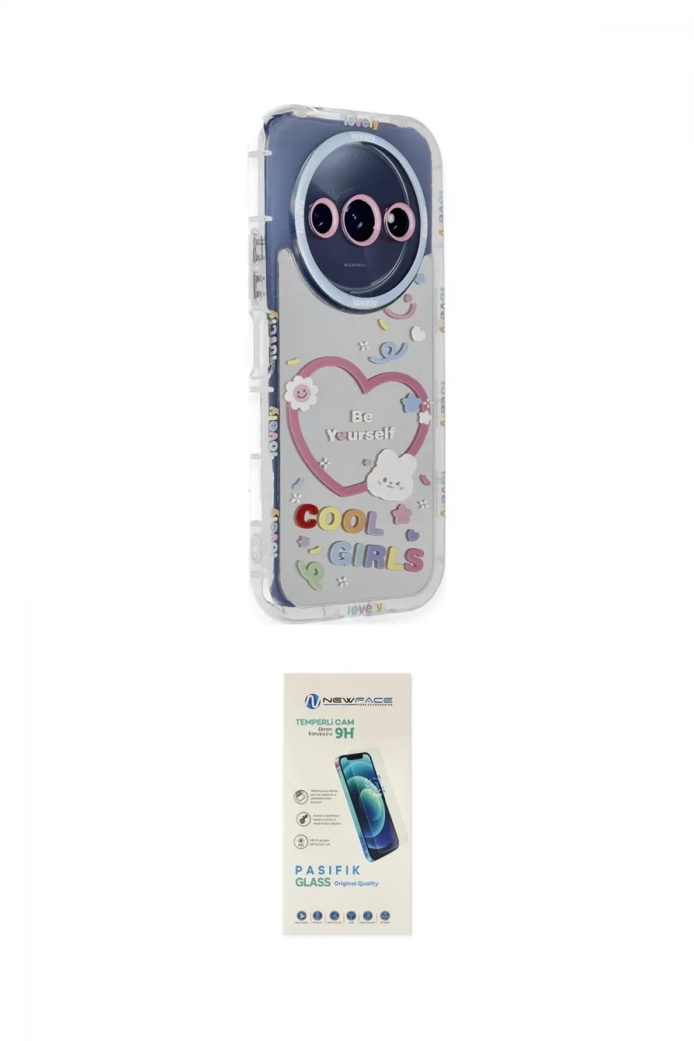 ieg™ Redmi A3 4G Kılıf Ahenk Modern Serisi - Şeffaf Pasifik Cam Ekran Koruyucu