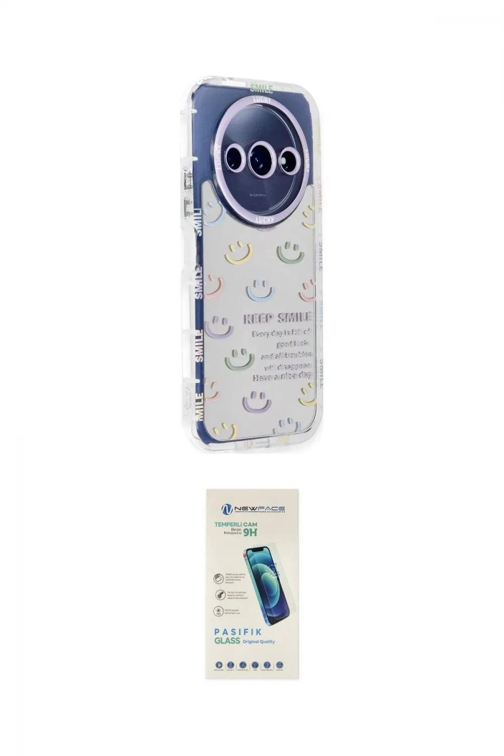 ieg™ Redmi A3 4G Kılıf Ahenk Modern Serisi - Şeffaf Pasifik Cam Ekran Koruyucu