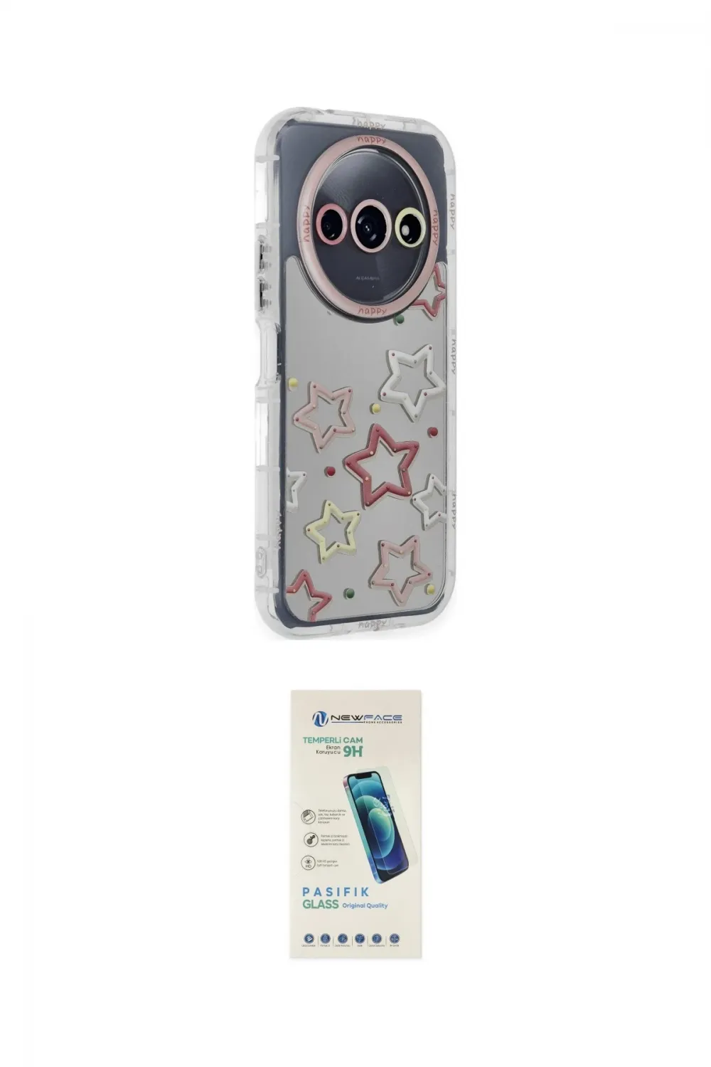 ieg™ Redmi A3 4G Kılıf Ahenk Modern Serisi - Şeffaf Pasifik Cam Ekran Koruyucu