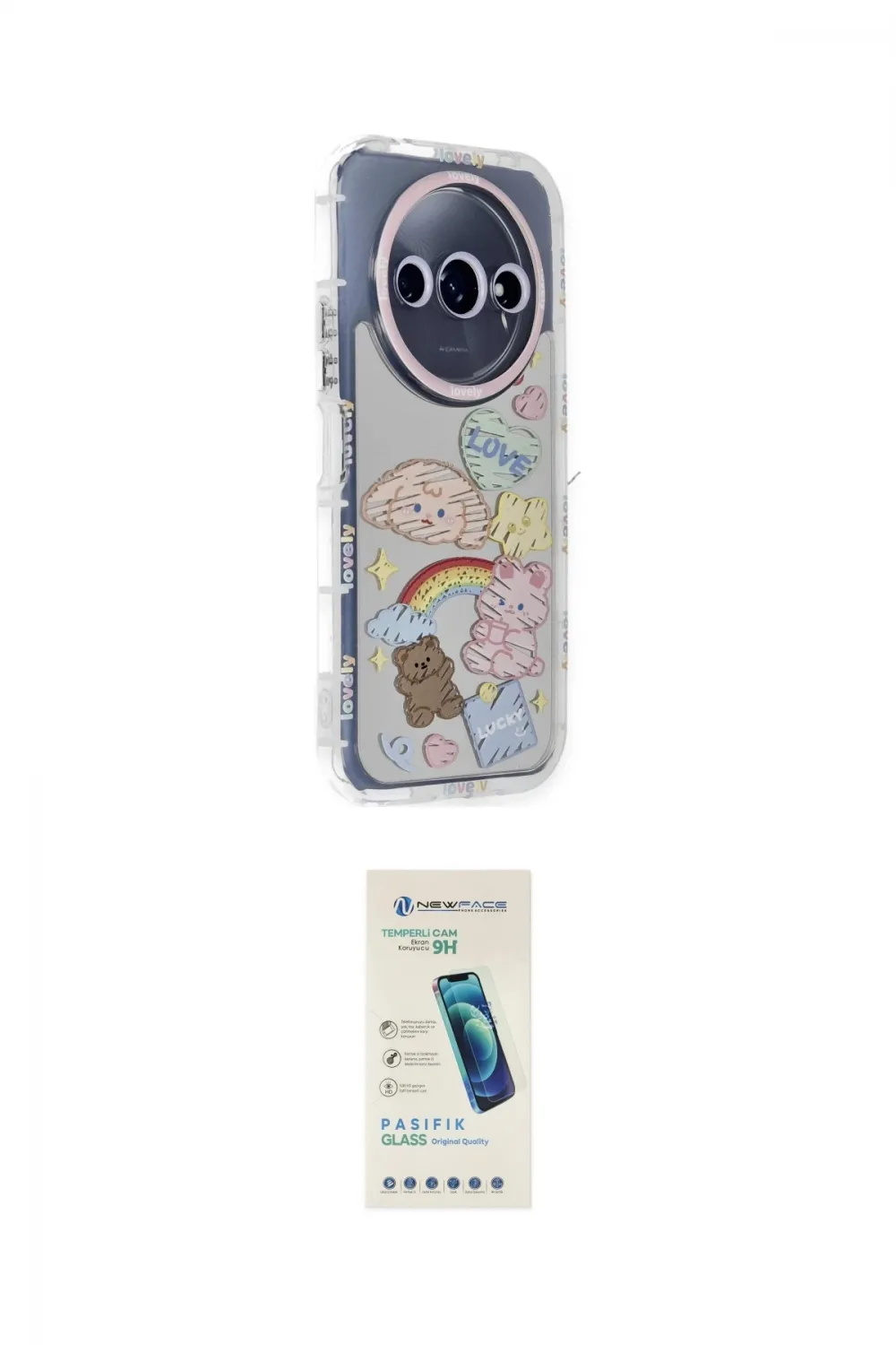 ieg™ Redmi A3 4G Kılıf Ahenk Modern Serisi - Şeffaf Pasifik Cam Ekran Koruyucu