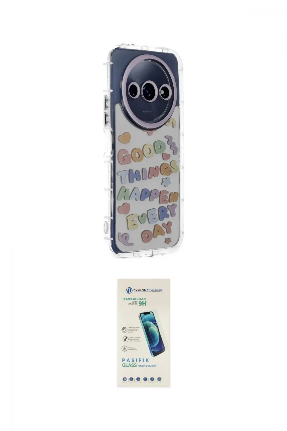 ieg™ Redmi A3 4G Kılıf Ahenk Modern Serisi - Şeffaf Pasifik Cam Ekran Koruyucu
