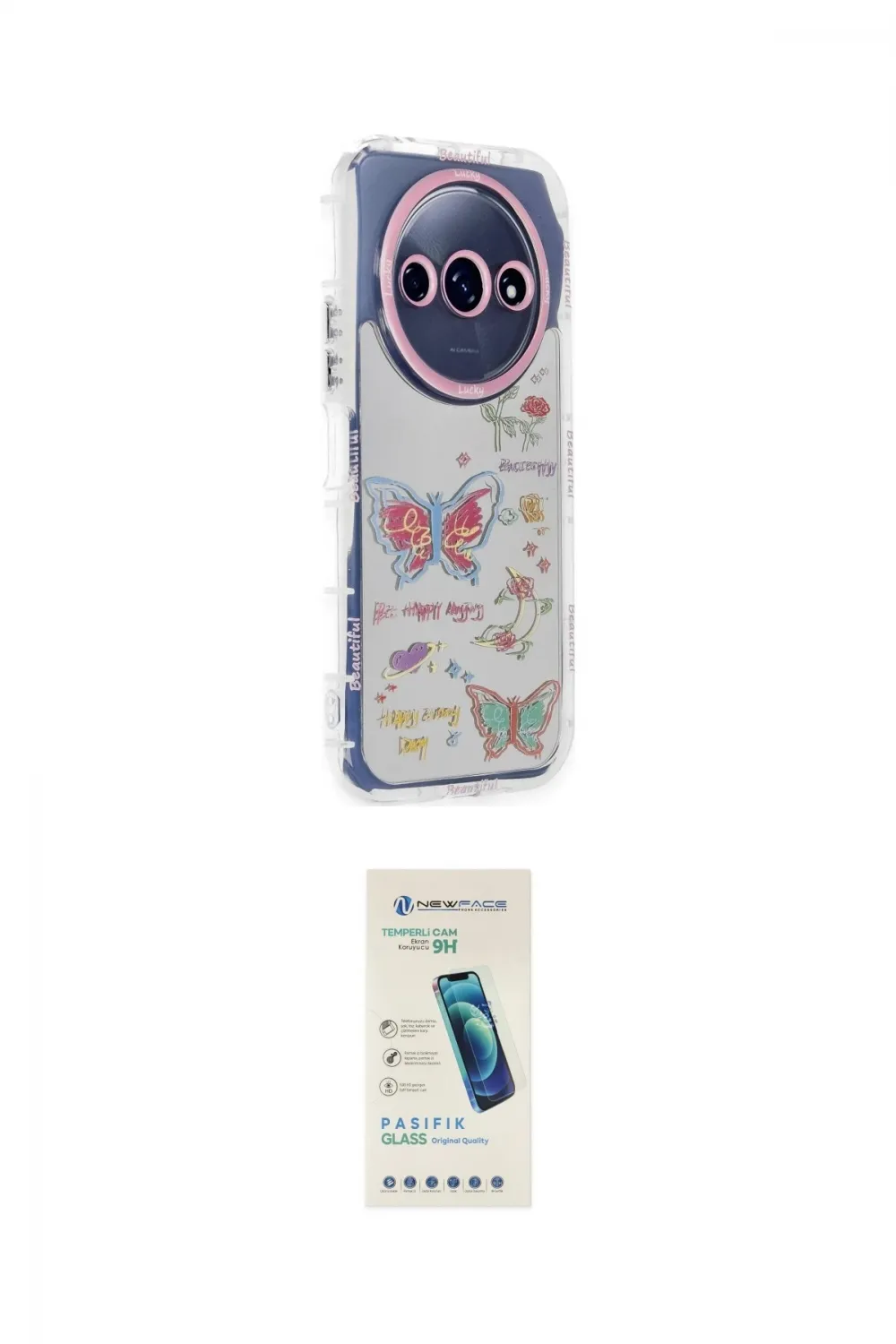 ieg™ Redmi A3 4G Kılıf Ahenk Modern Serisi - Şeffaf Pasifik Cam Ekran Koruyucu