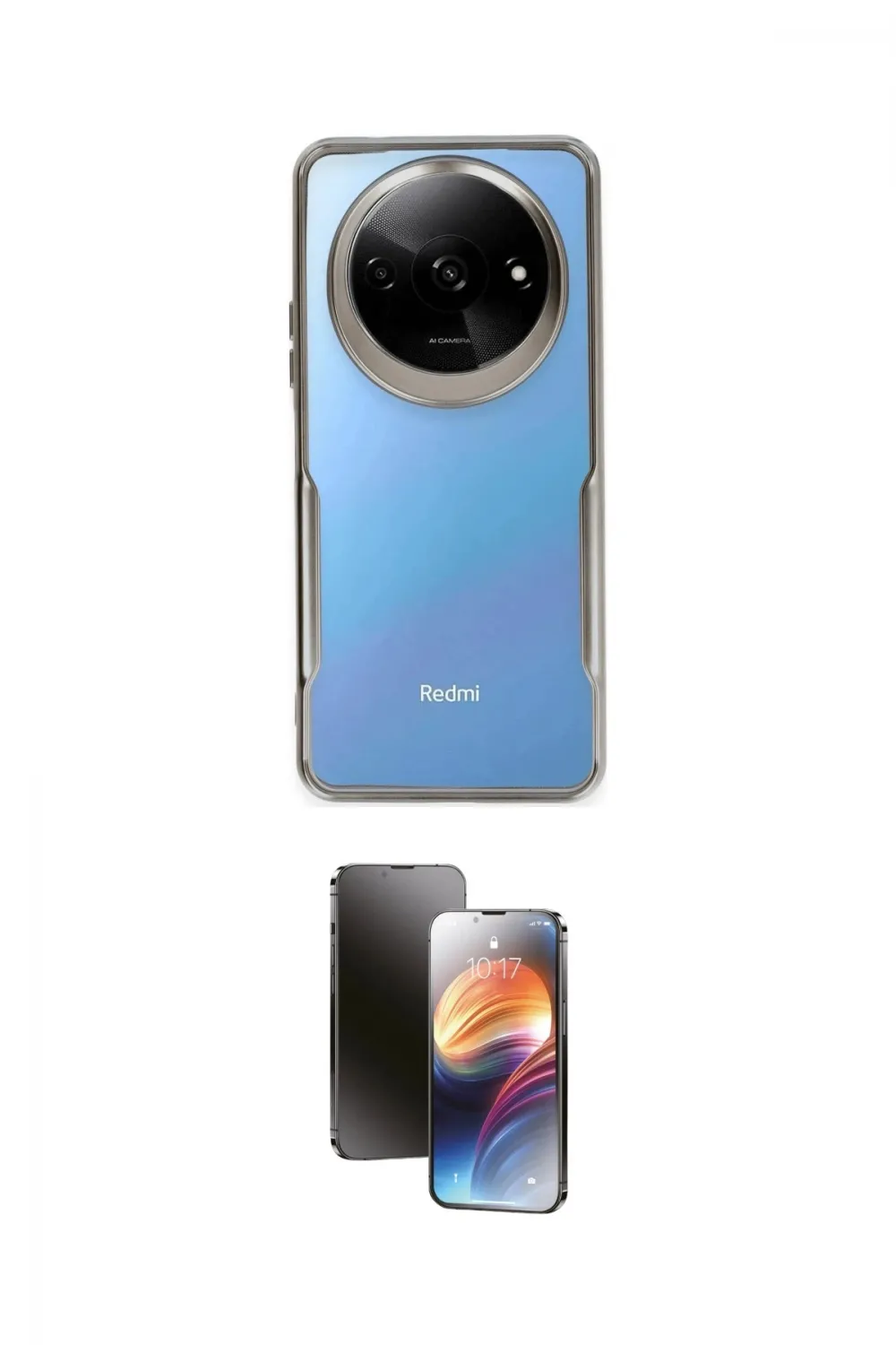 ieg™ Redmi A3 4G Kılıf Akış Çizgi Koleksiyonu - Siyah 3D Antistatik Mat Seramik Nano Ekran Koruyucu