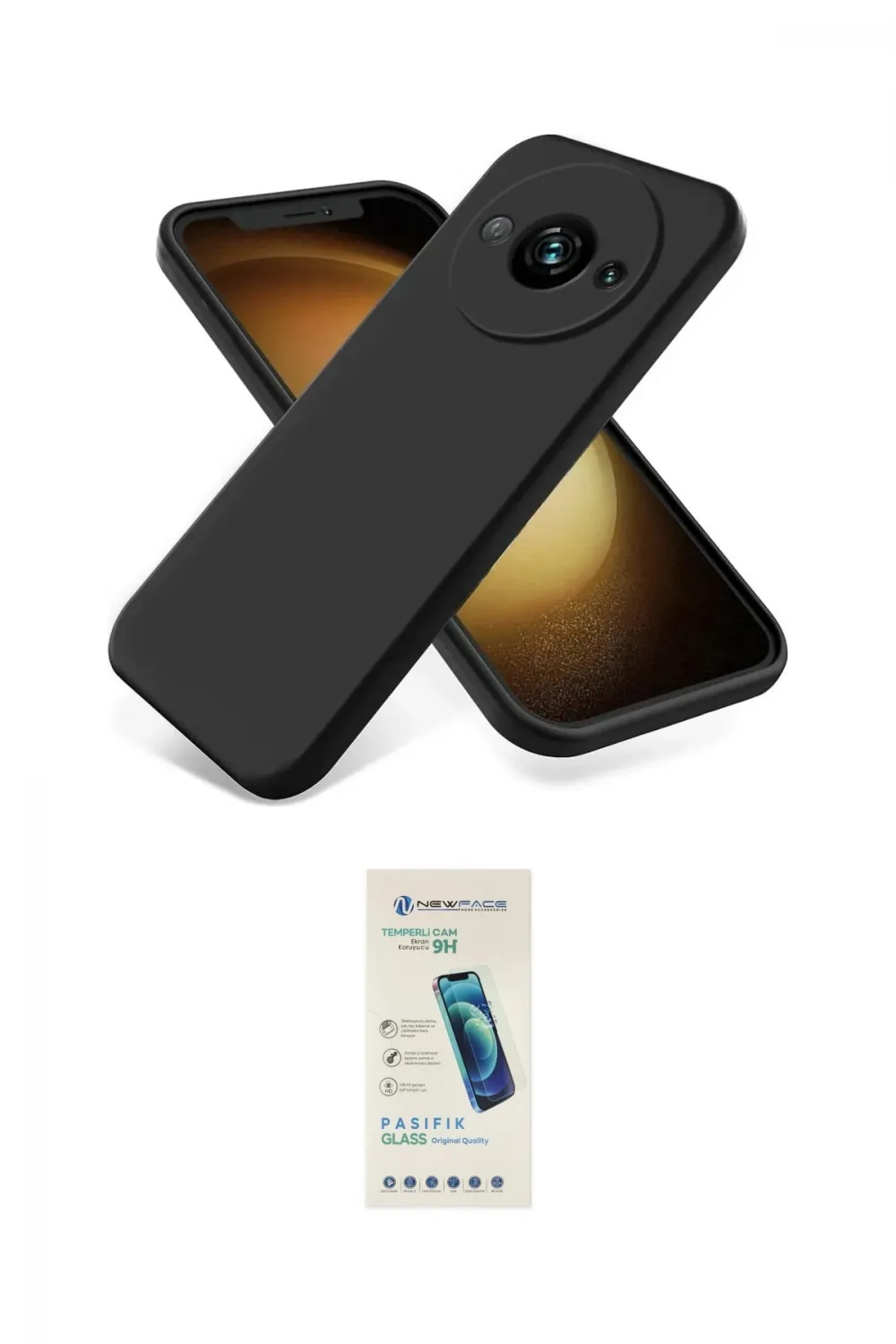 ieg™ Redmi A3 4G Kılıf Kozmos Yansıma Özel Seri - Şeffaf Pasifik Cam Ekran Koruyucu