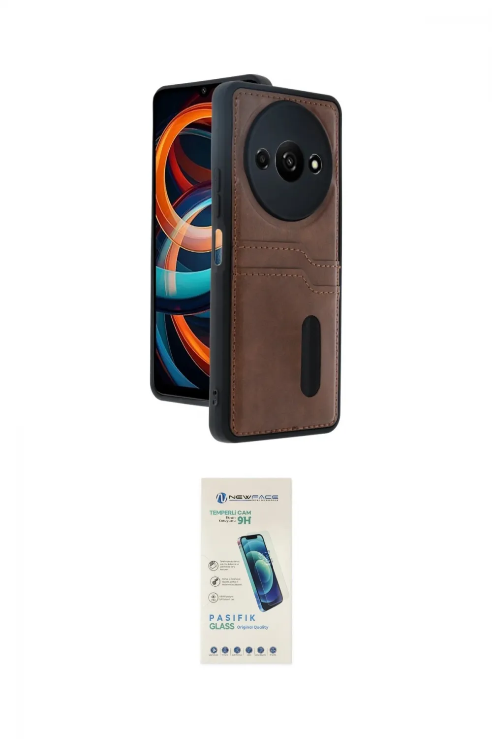 ieg™ Redmi A3 4G Kılıf Yörünge Işık Serisi - Şeffaf Pasifik Cam Ekran Koruyucu