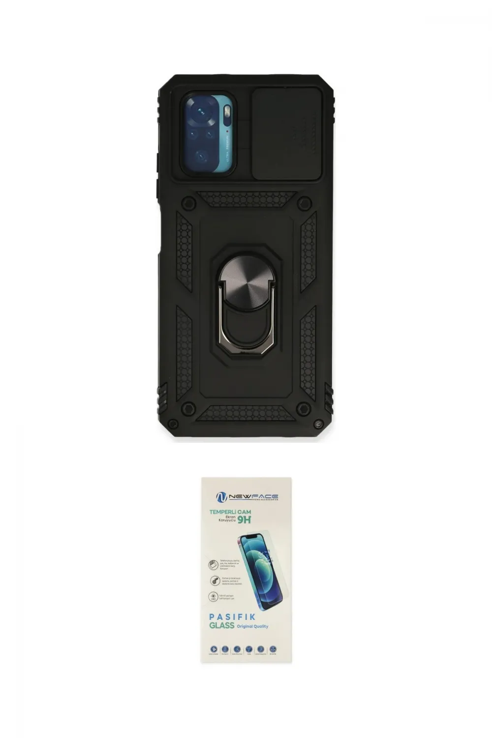ieg™ Redmi Note 10 Kılıf Ahenk Klasik - Şeffaf Pasifik Cam Ekran Koruyucu