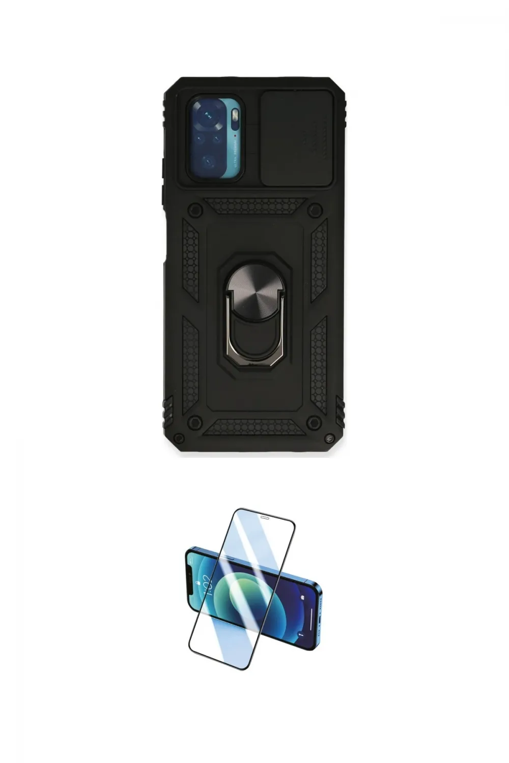 ieg™ Redmi Note 10 Kılıf Ahenk Klasik - Siyah 3D Antistatik Cam Ekran Koruyucu