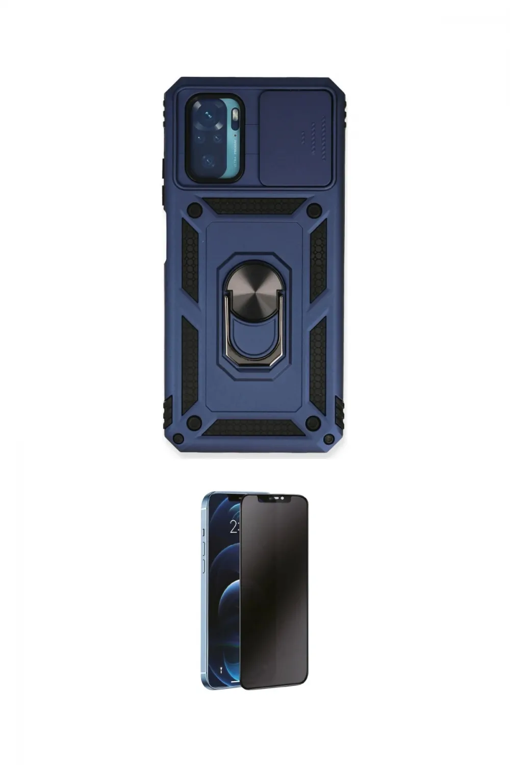 ieg™ Redmi Note 10 Kılıf Ahenk Klasik - Siyah 3D Antistatik Hayalet Cam Ekran Koruyucu
