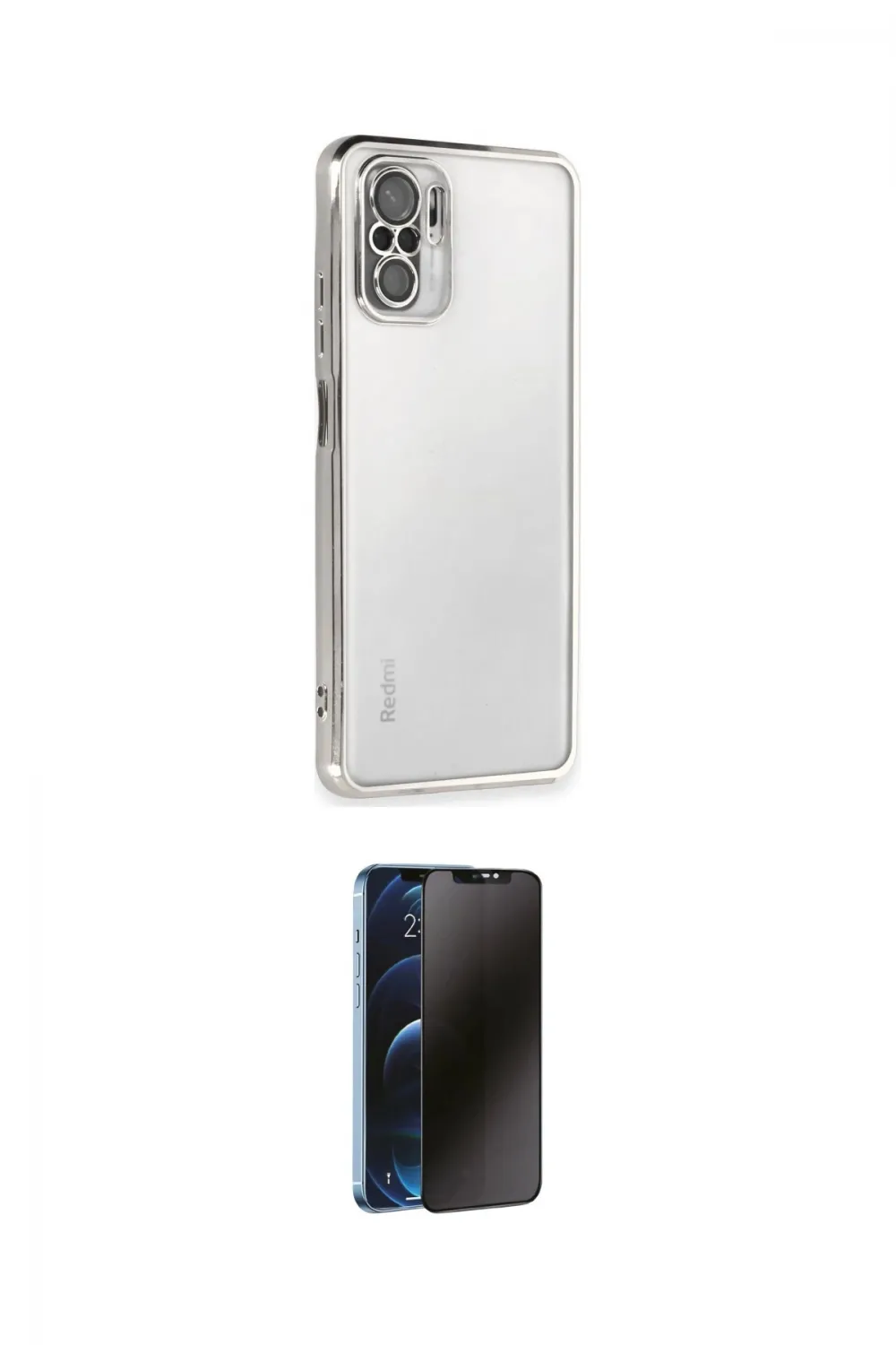 ieg™ Redmi Note 10 Kılıf Vadi Minimal - Siyah 3D Antistatik Hayalet Cam Ekran Koruyucu