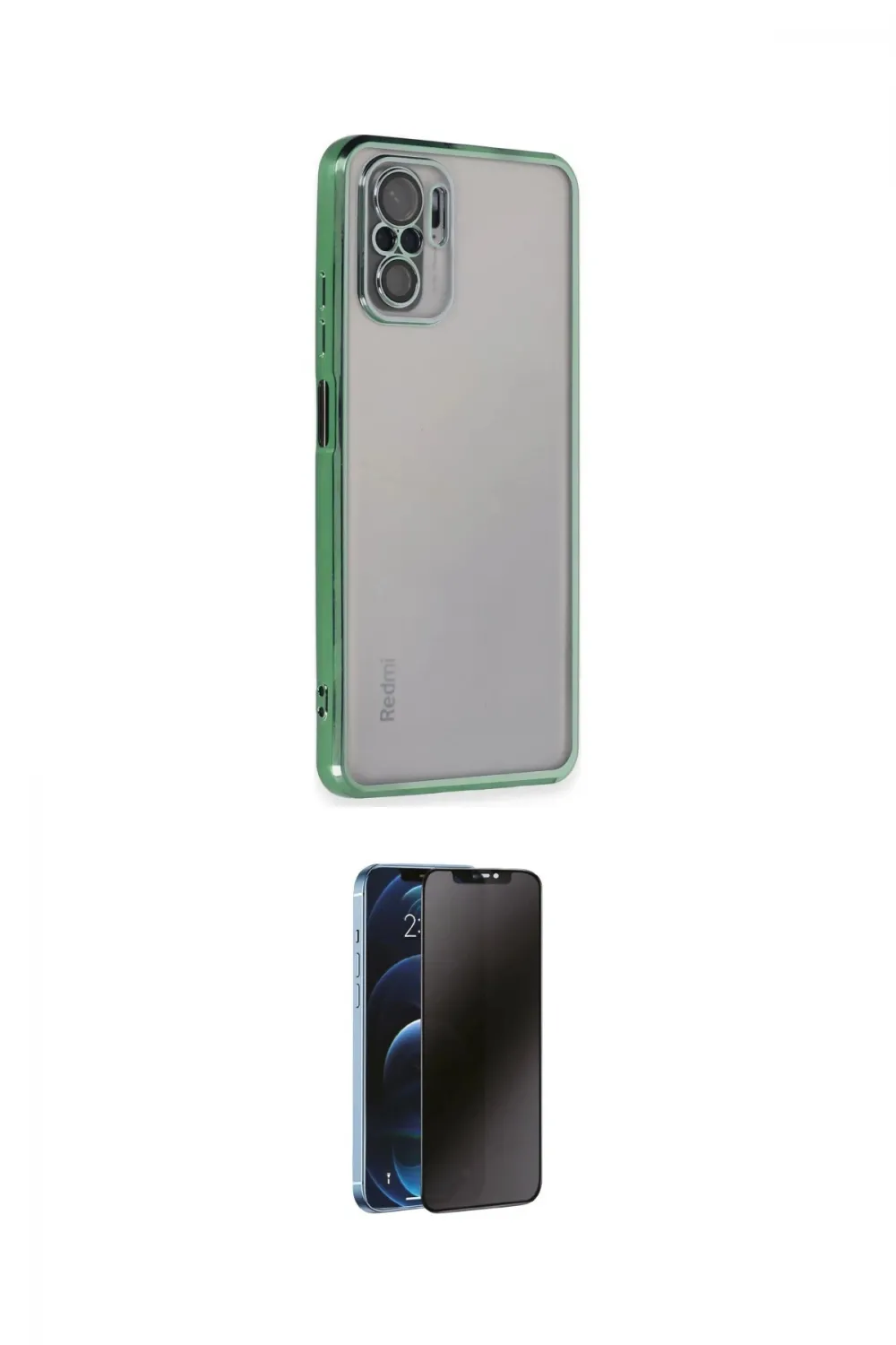 ieg™ Redmi Note 10 Kılıf Vadi Minimal - Siyah 3D Antistatik Hayalet Cam Ekran Koruyucu
