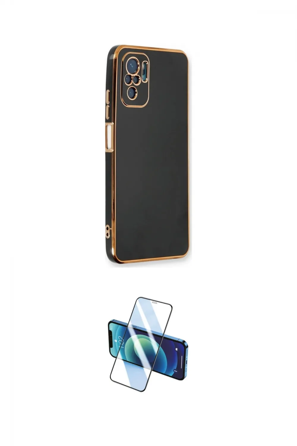 ieg™ Redmi Note 10 Kılıf Yankı Serisi - Siyah 3D Antistatik Cam Ekran Koruyucu