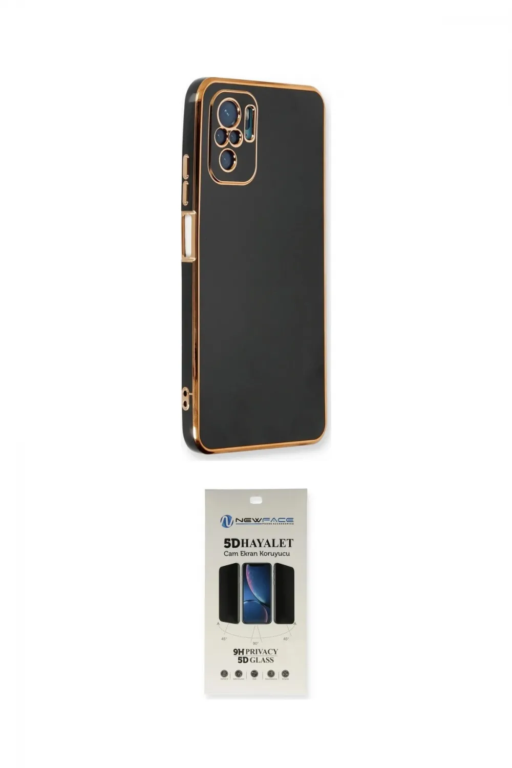 ieg™ Redmi Note 10 Kılıf Yankı Serisi - Siyah 5D Hayalet Cam Ekran Koruyucu