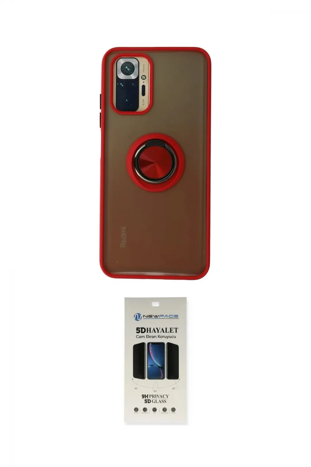 ieg™ Redmi Note 10 Kılıf Yörünge Çizgi - Siyah 5D Hayalet Cam Ekran Koruyucu