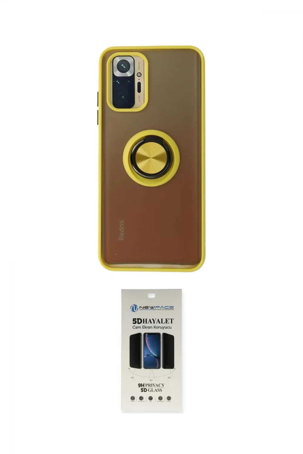 ieg™ Redmi Note 10 Kılıf Yörünge Çizgi - Siyah 5D Hayalet Cam Ekran Koruyucu