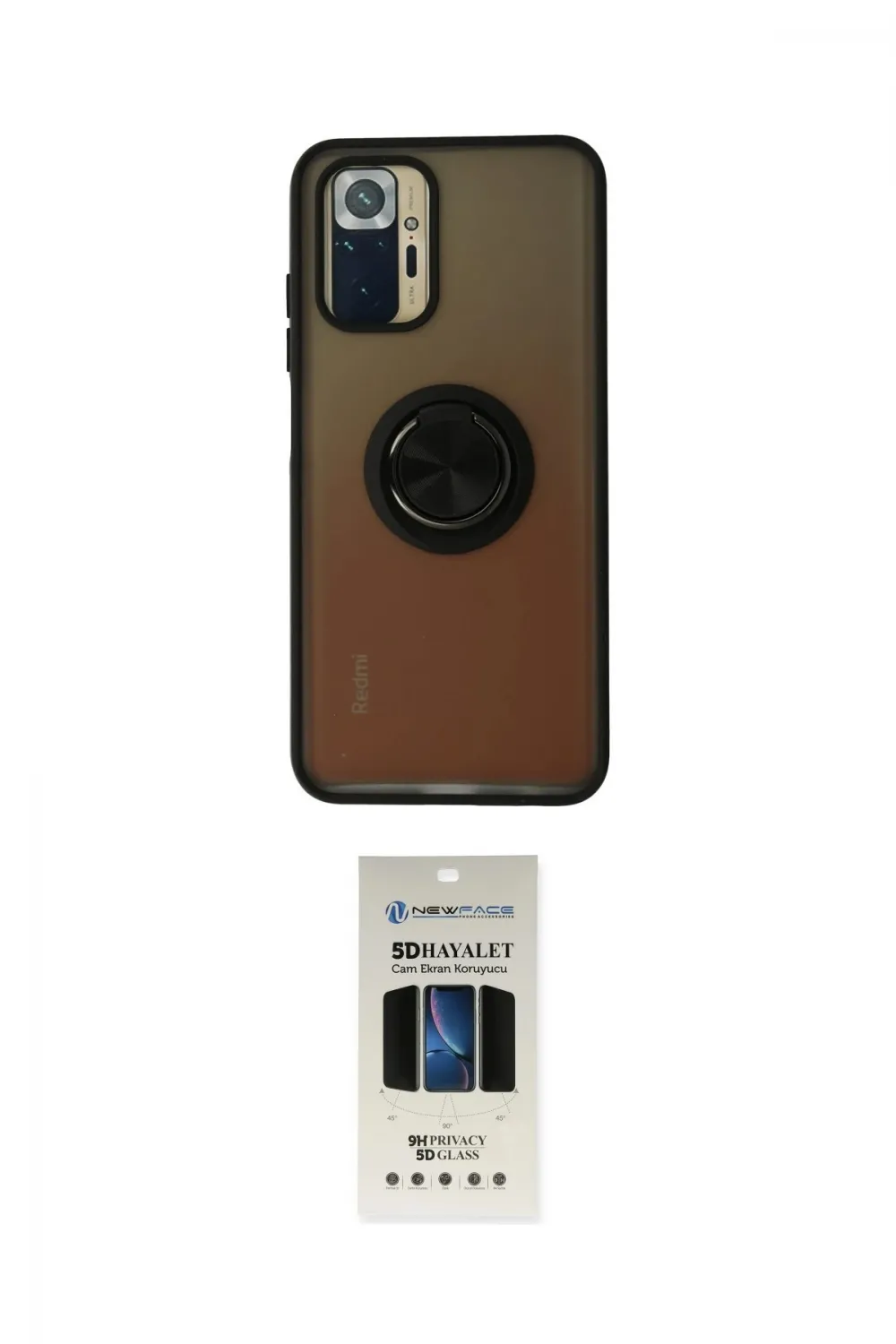 ieg™ Redmi Note 10 Kılıf Yörünge Çizgi - Siyah 5D Hayalet Cam Ekran Koruyucu