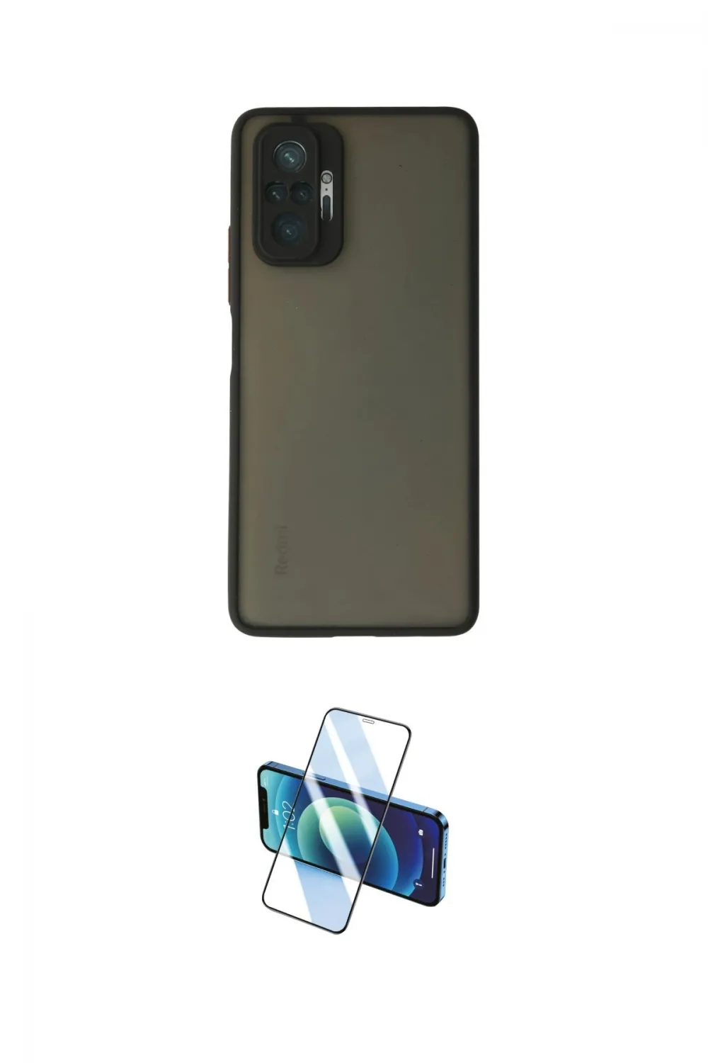 ieg™ Redmi Note 10 Pro Kılıf Ahenk Çizgi Serisi - Siyah 3D Antistatik Cam Ekran Koruyucu