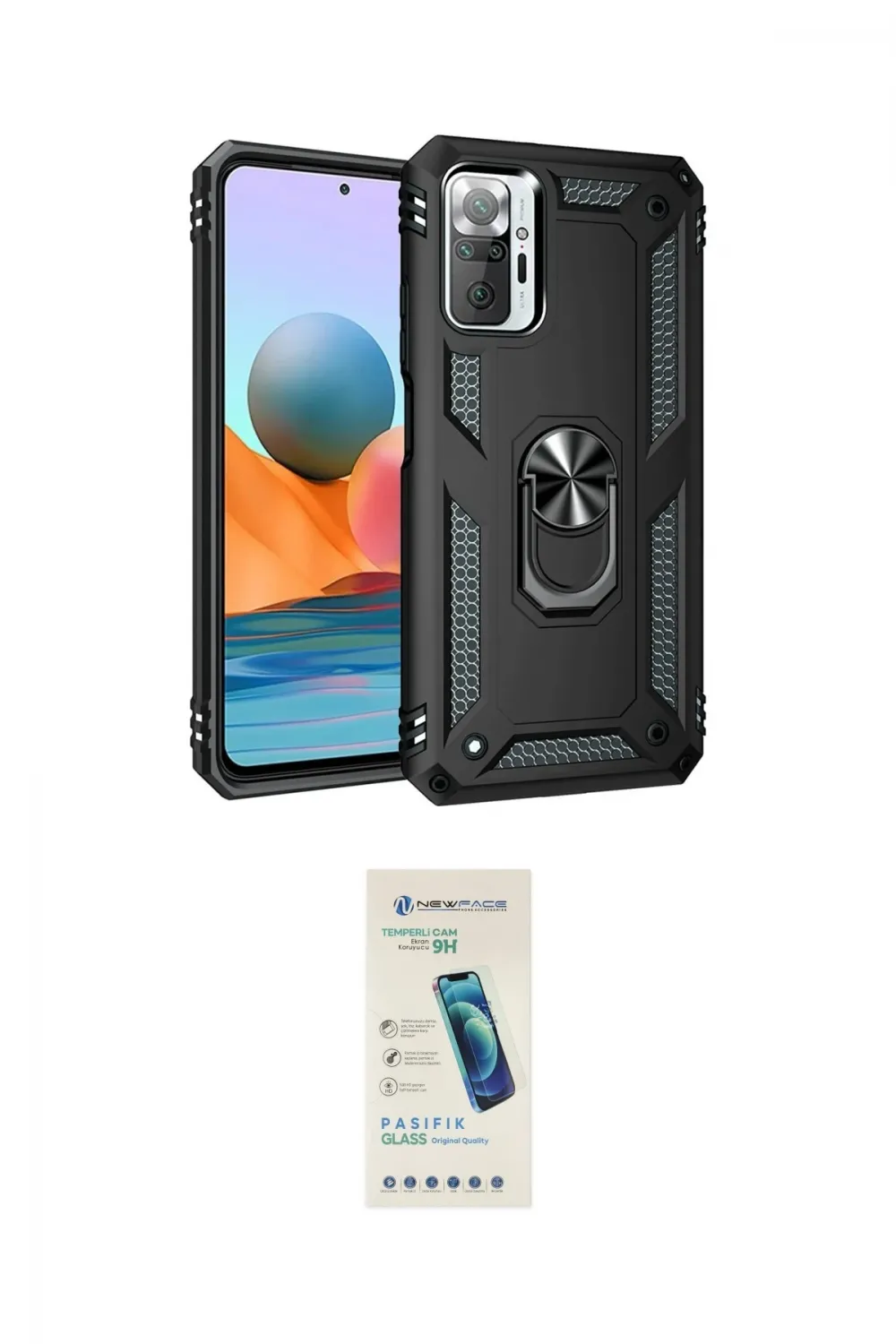 ieg™ Redmi Note 10 Pro Kılıf Ahenk Klasik Koleksiyonu - Şeffaf Pasifik Cam Ekran Koruyucu