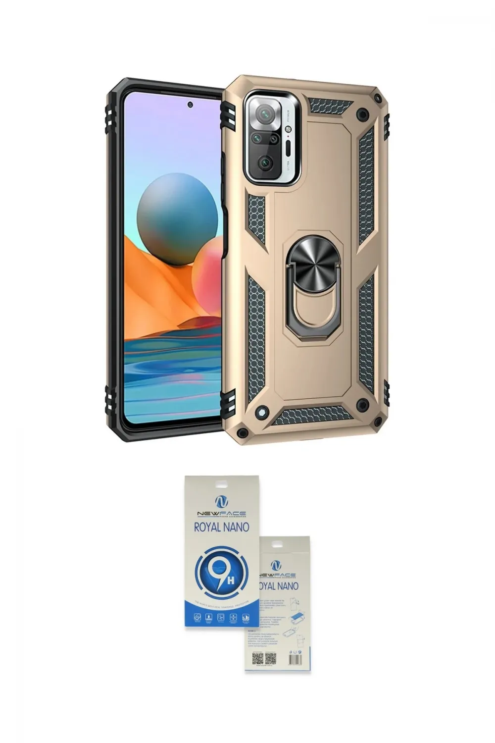 ieg™ Redmi Note 10 Pro Kılıf Ahenk Klasik Koleksiyonu - Şeffaf Royal Nano Ekran Koruyucu