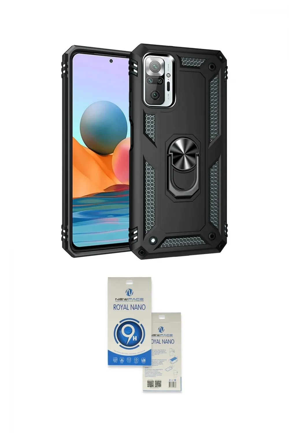 ieg™ Redmi Note 10 Pro Kılıf Ahenk Klasik Koleksiyonu - Şeffaf Royal Nano Ekran Koruyucu
