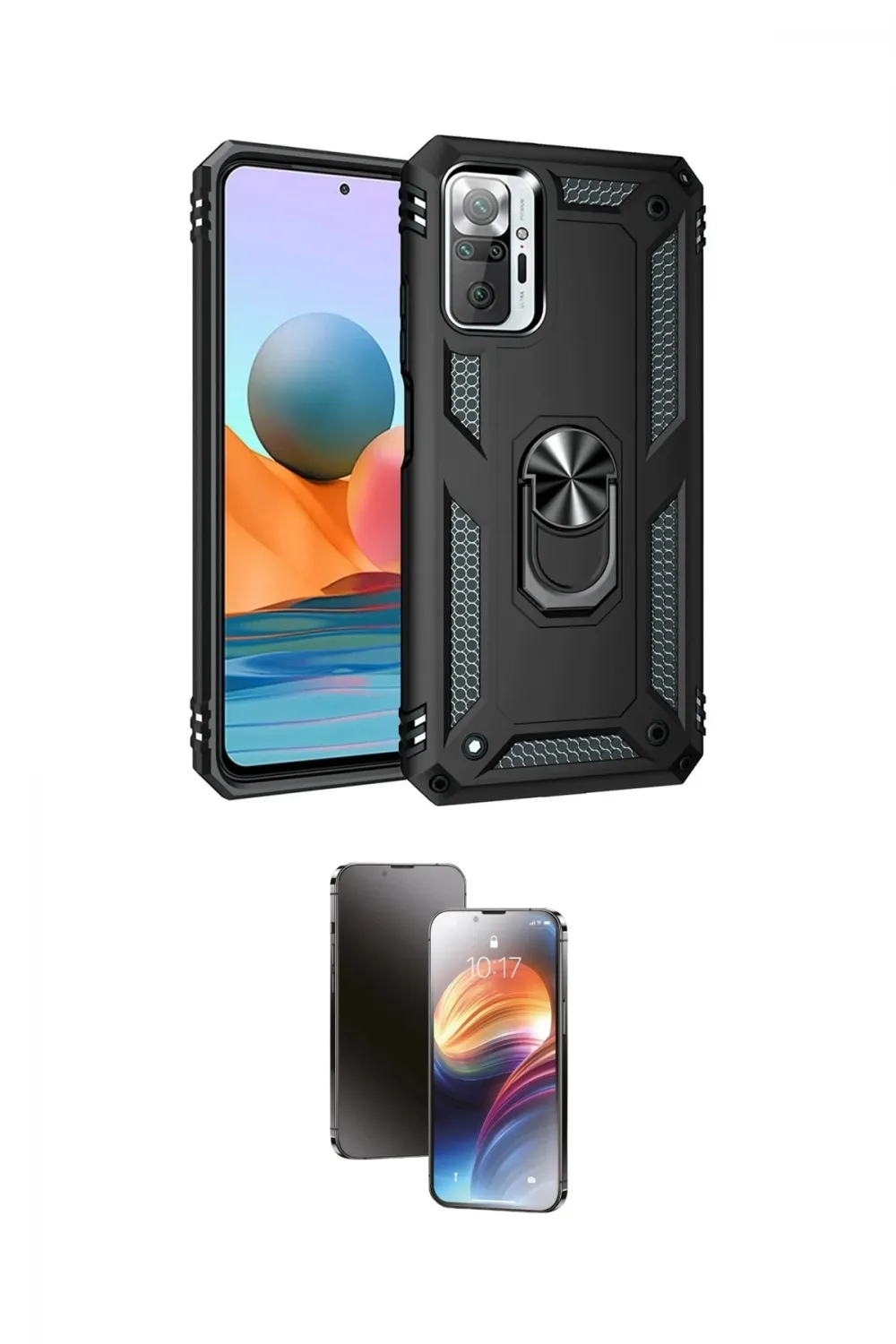 ieg™ Redmi Note 10 Pro Kılıf Ahenk Klasik Koleksiyonu - Siyah 3D Antistatik Mat Seramik Nano Ekran Koruyucu