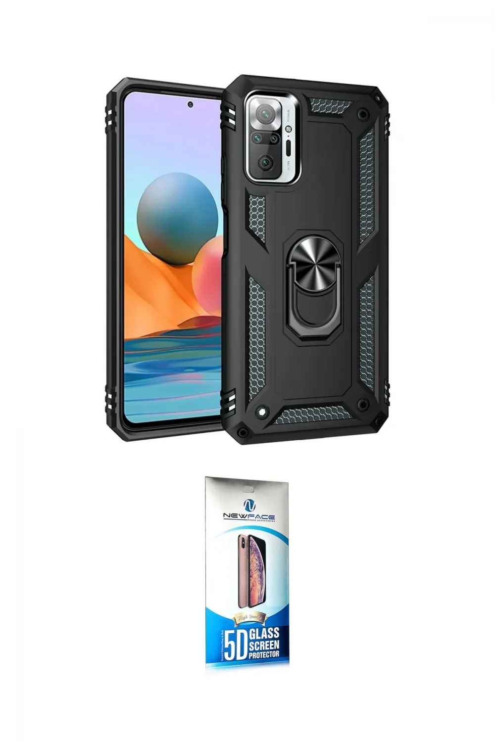 ieg™ Redmi Note 10 Pro Kılıf Ahenk Klasik Koleksiyonu - Siyah 5D Eko Cam Ekran Koruyucu