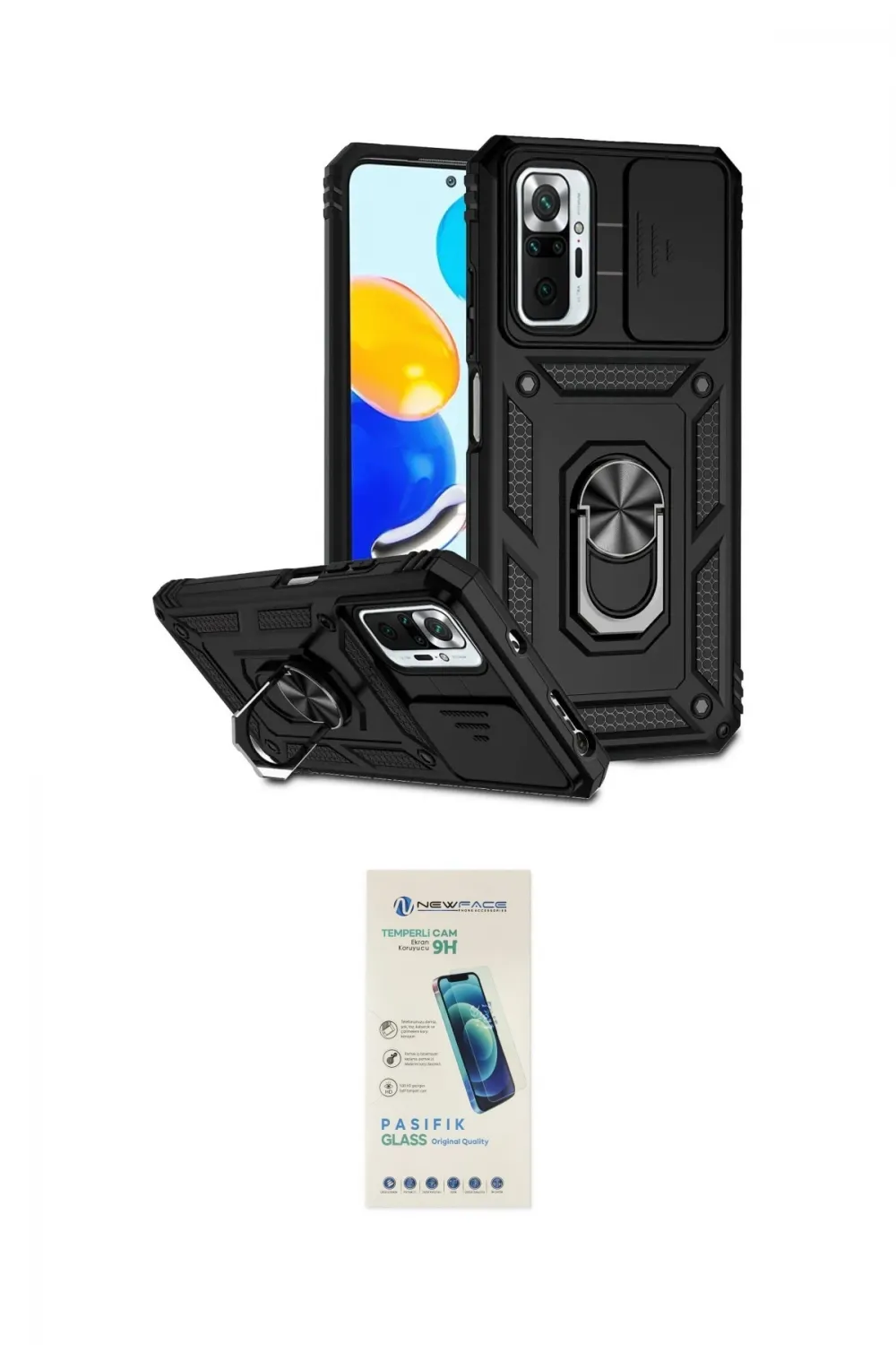 ieg™ Redmi Note 10 Pro Kılıf Ahenk Klasik - Şeffaf Pasifik Cam Ekran Koruyucu