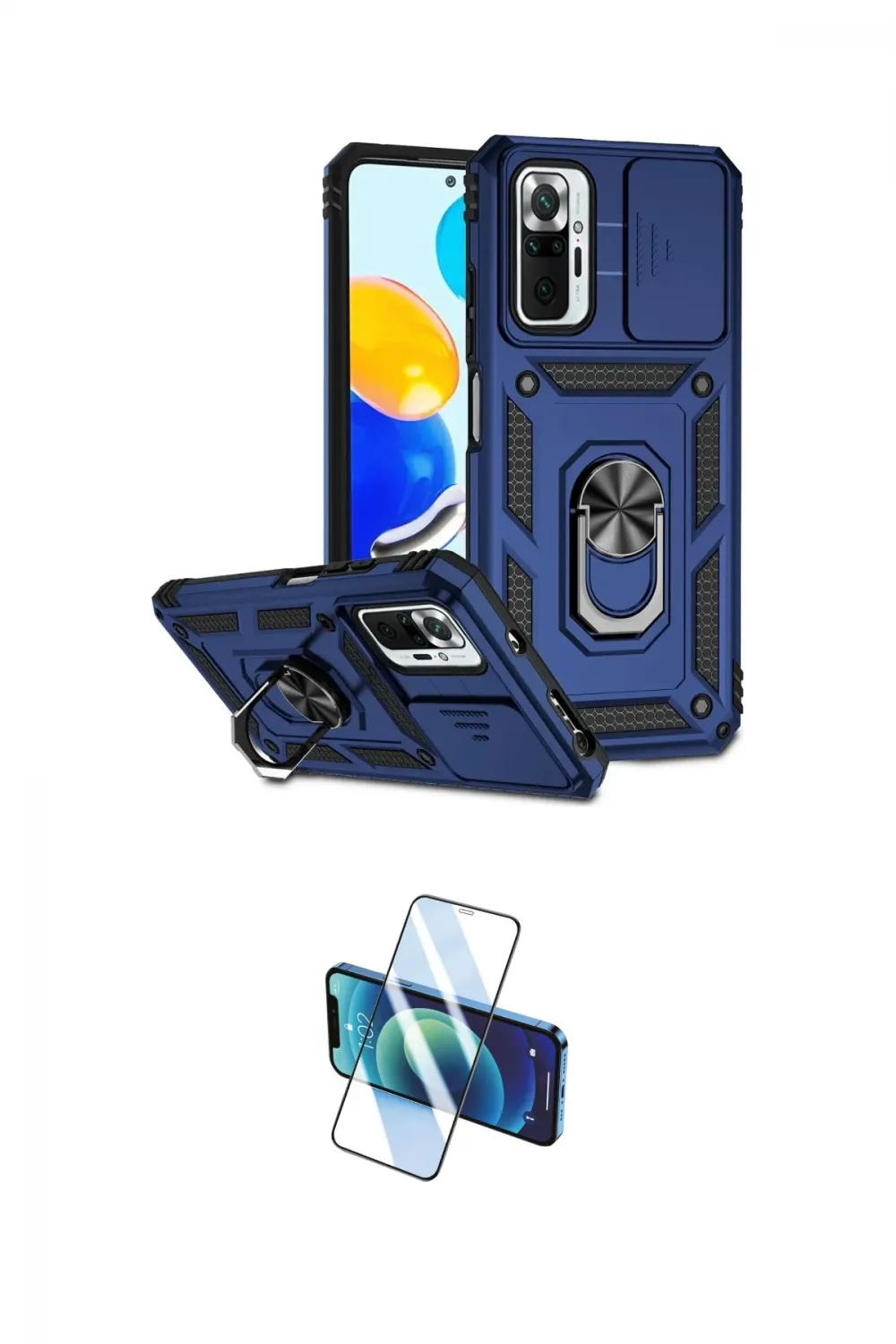ieg™ Redmi Note 10 Pro Kılıf Ahenk Klasik - Siyah 3D Antistatik Cam Ekran Koruyucu