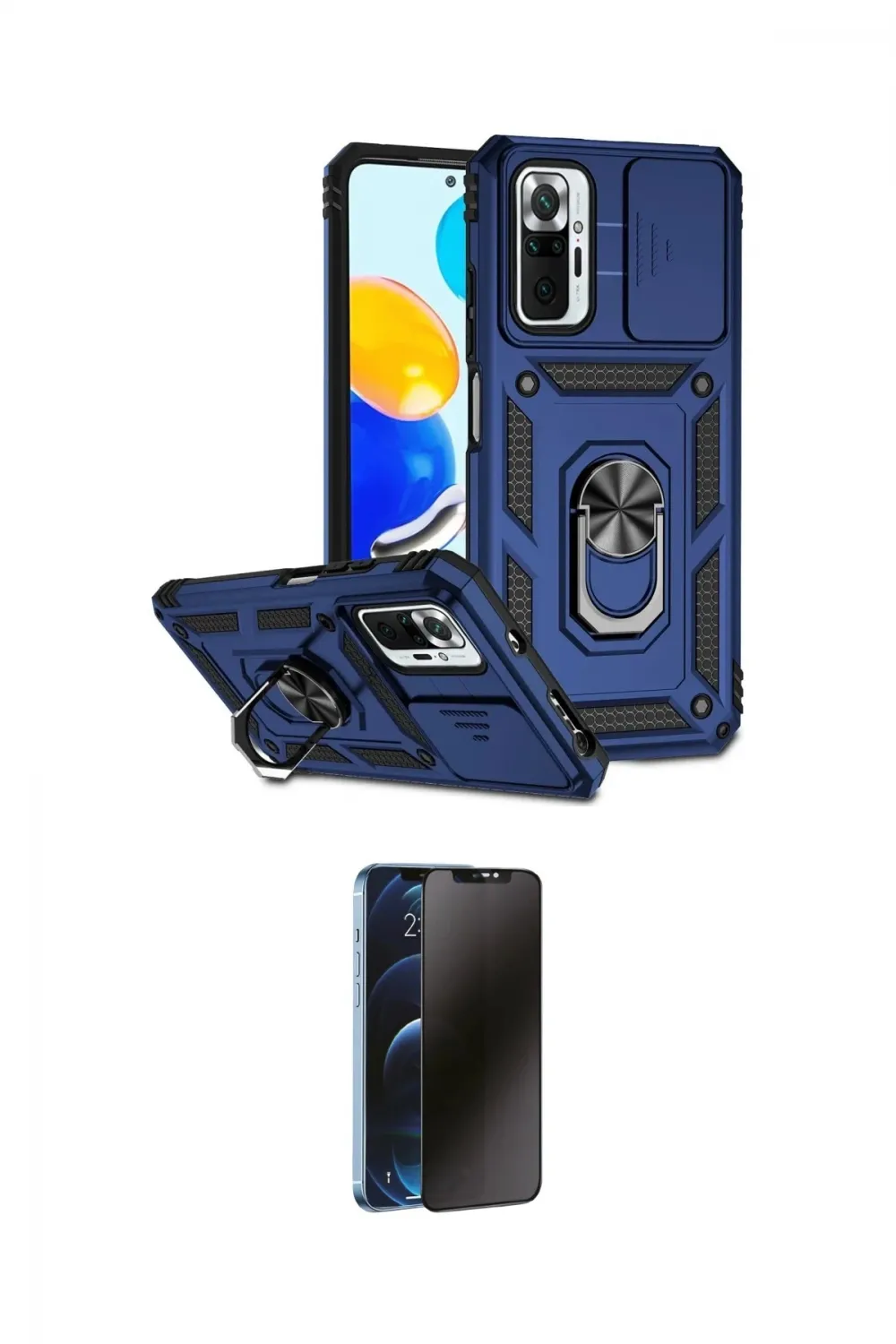 ieg™ Redmi Note 10 Pro Kılıf Ahenk Klasik - Siyah 3D Antistatik Hayalet Cam Ekran Koruyucu