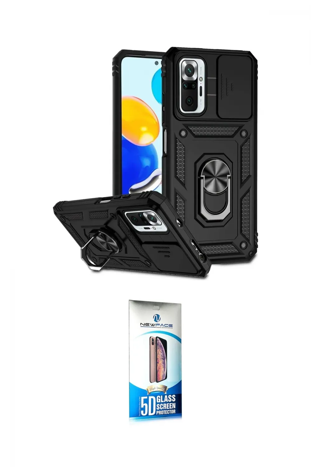 ieg™ Redmi Note 10 Pro Kılıf Ahenk Klasik - Siyah 5D Eko Cam Ekran Koruyucu