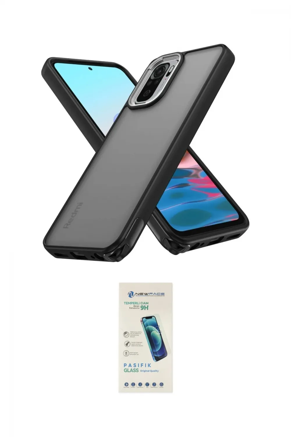 ieg™ Redmi Note 10 Pro Kılıf Atlas Form - Şeffaf Pasifik Cam Ekran Koruyucu
