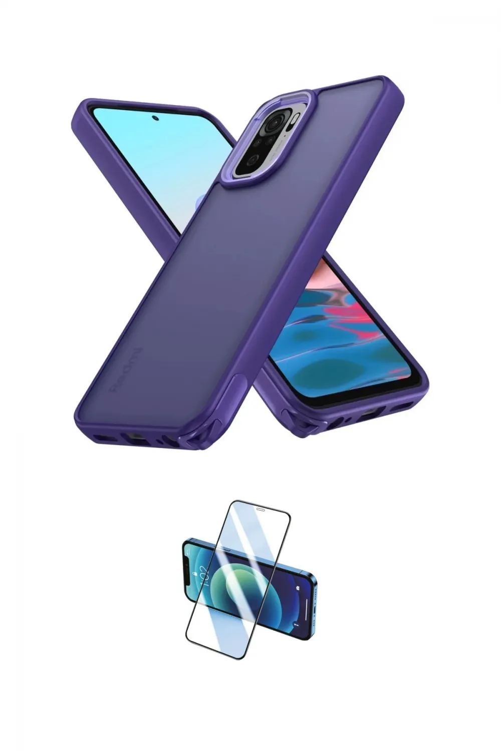 ieg™ Redmi Note 10 Pro Kılıf Atlas Form - Siyah 3D Antistatik Cam Ekran Koruyucu
