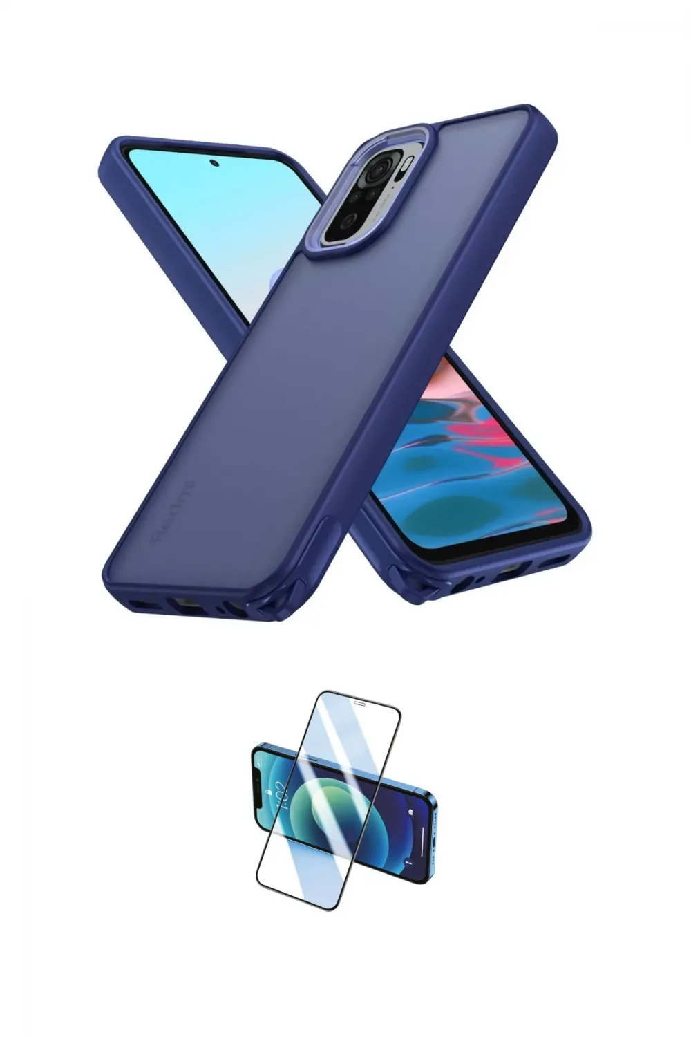 ieg™ Redmi Note 10 Pro Kılıf Atlas Form - Siyah 3D Antistatik Cam Ekran Koruyucu