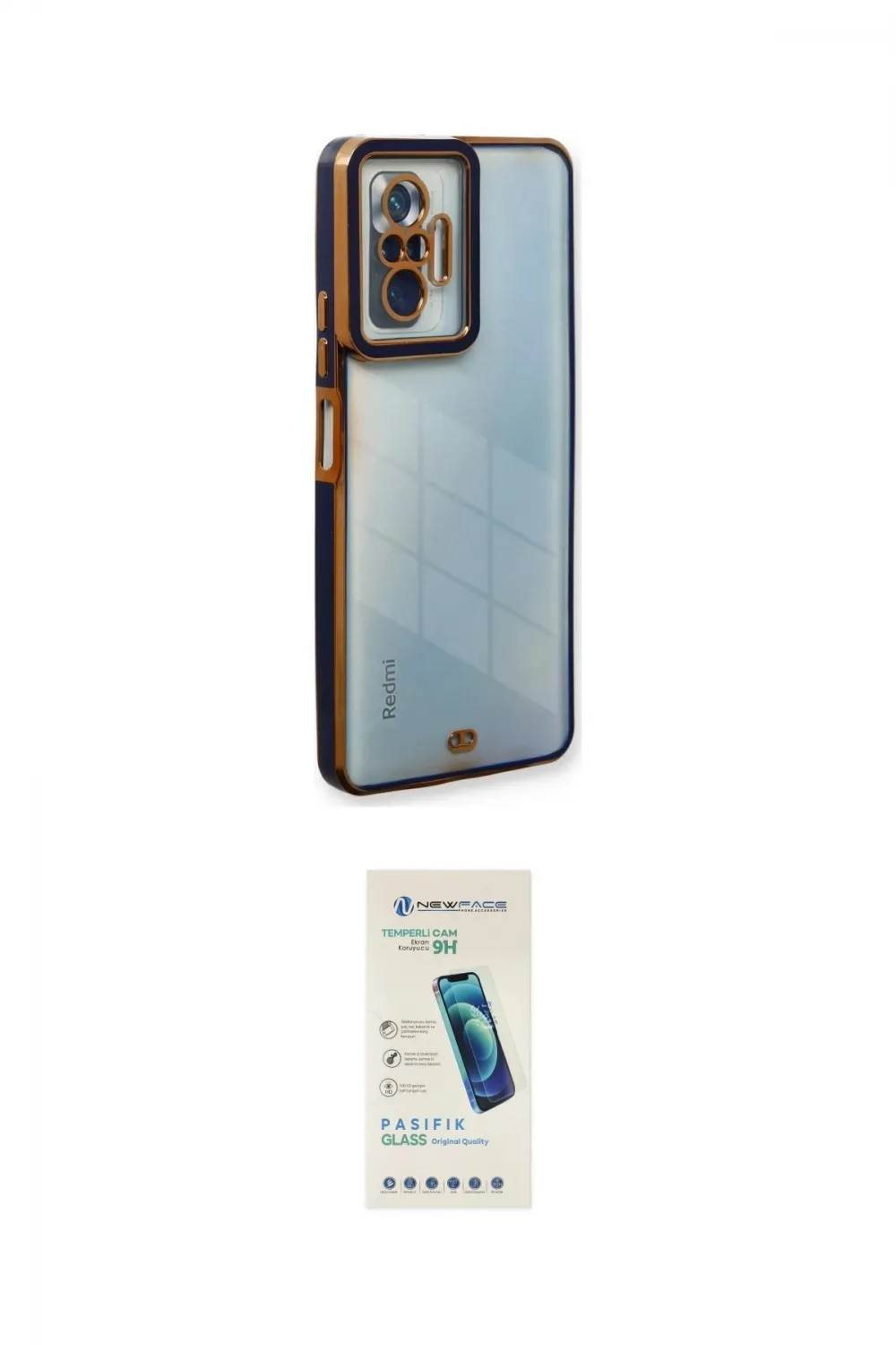 ieg™ Redmi Note 10 Pro Kılıf Çekirdek Klasik Serisi - Şeffaf Pasifik Cam Ekran Koruyucu