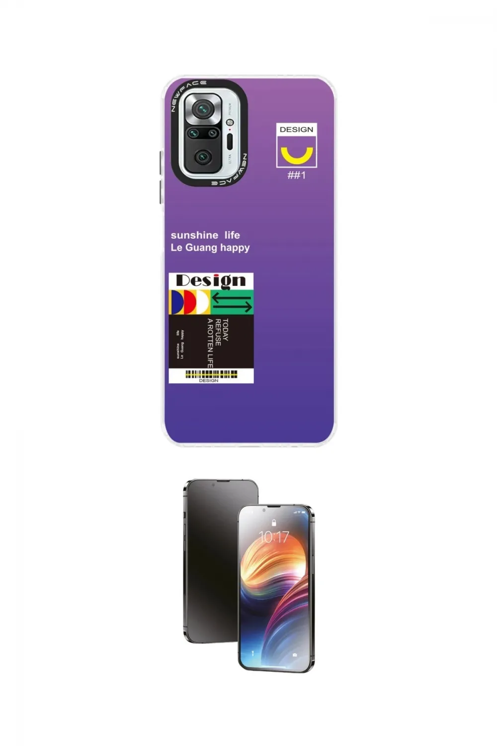 ieg™ Redmi Note 10 Pro Kılıf Siluet Çizgi Koleksiyonu - Siyah 3D Antistatik Mat Seramik Nano Ekran Koruyucu
