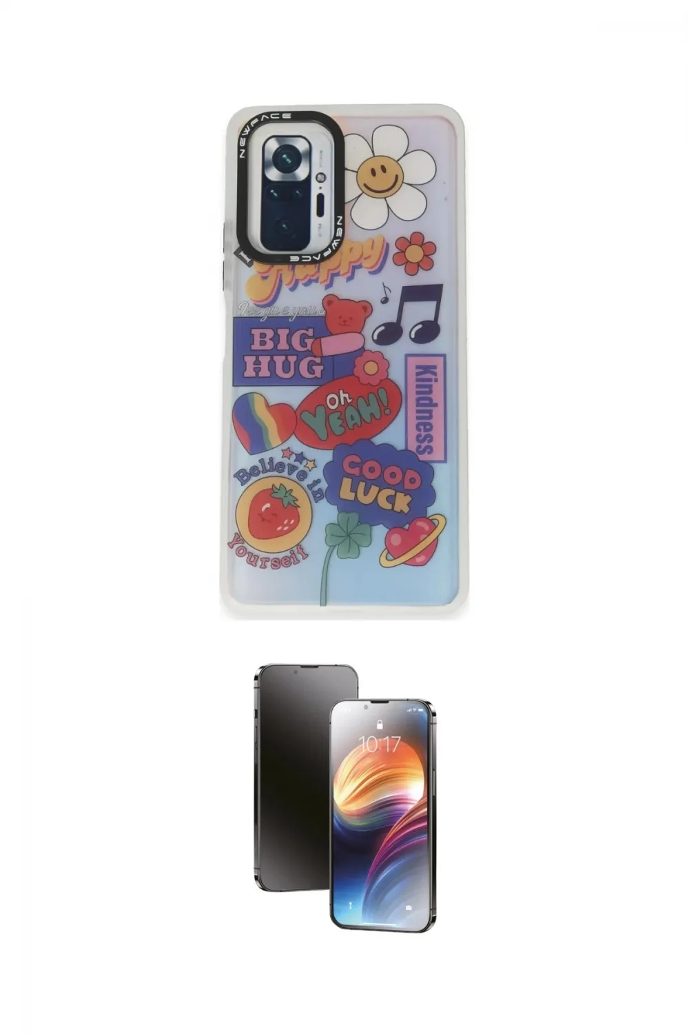 ieg™ Redmi Note 10 Pro Kılıf Siluet Çizgi Koleksiyonu - Siyah 3D Antistatik Mat Seramik Nano Ekran Koruyucu