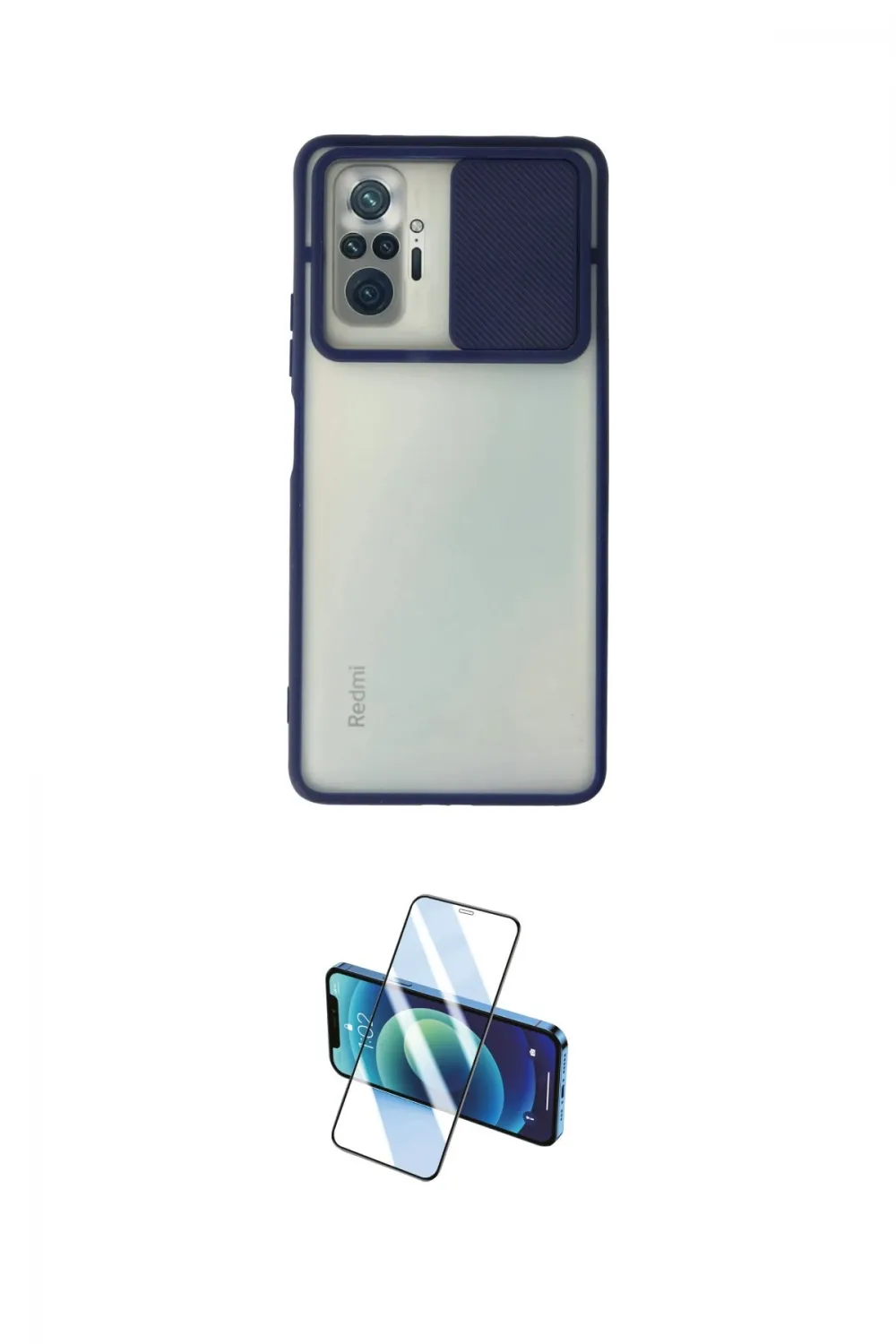 ieg™ Redmi Note 10 Pro Kılıf Vadi Çizgi - Siyah 3D Antistatik Cam Ekran Koruyucu