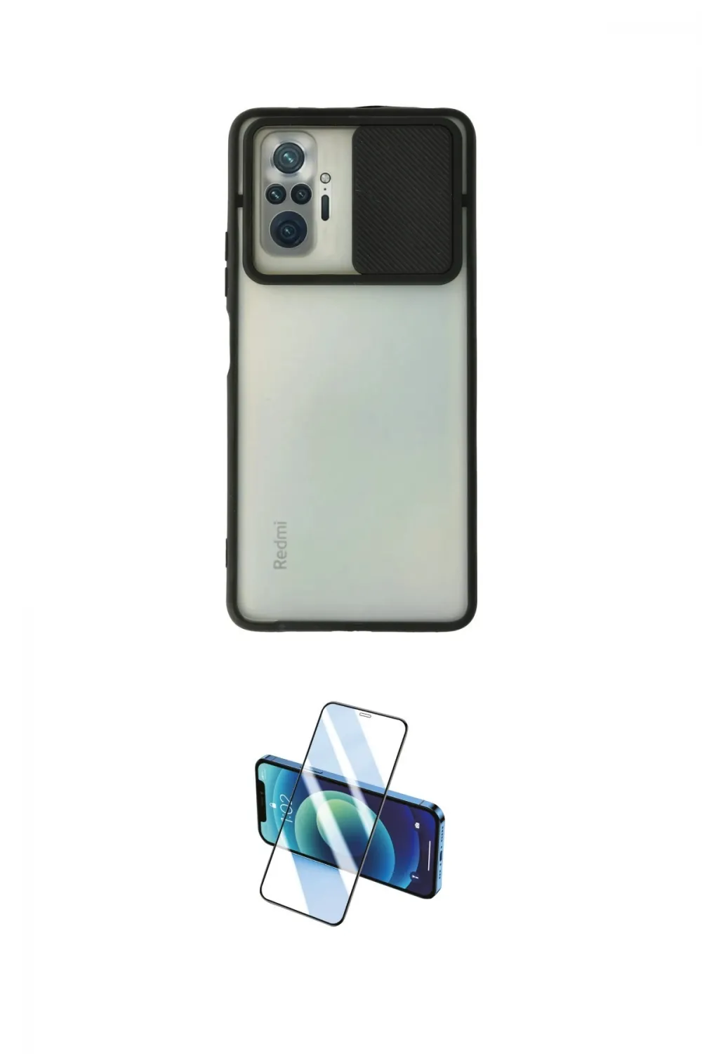 ieg™ Redmi Note 10 Pro Kılıf Vadi Çizgi - Siyah 3D Antistatik Cam Ekran Koruyucu