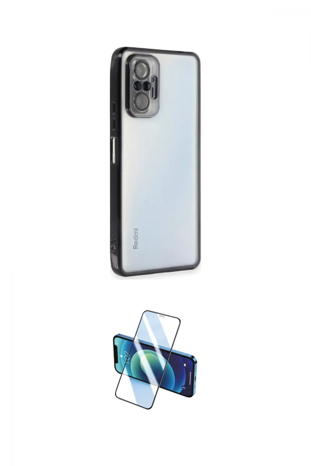 ieg™ Redmi Note 10 Pro Kılıf Vadi Minimal - Siyah 3D Antistatik Cam Ekran Koruyucu