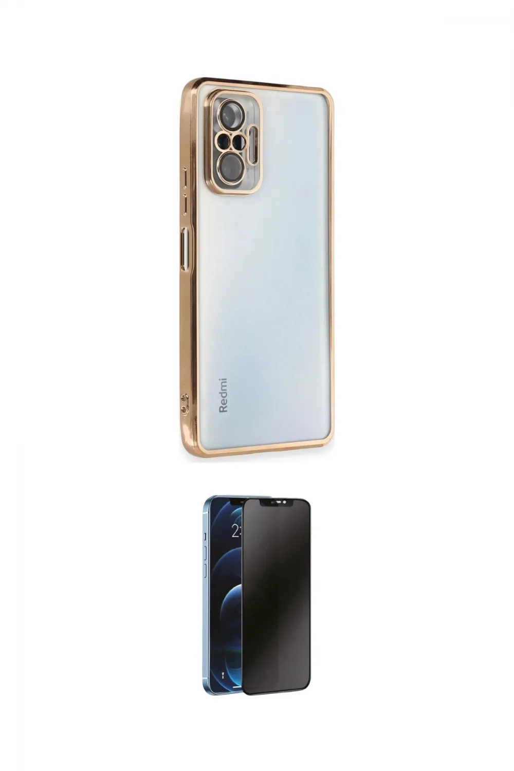 ieg™ Redmi Note 10 Pro Kılıf Vadi Minimal - Siyah 3D Antistatik Hayalet Cam Ekran Koruyucu
