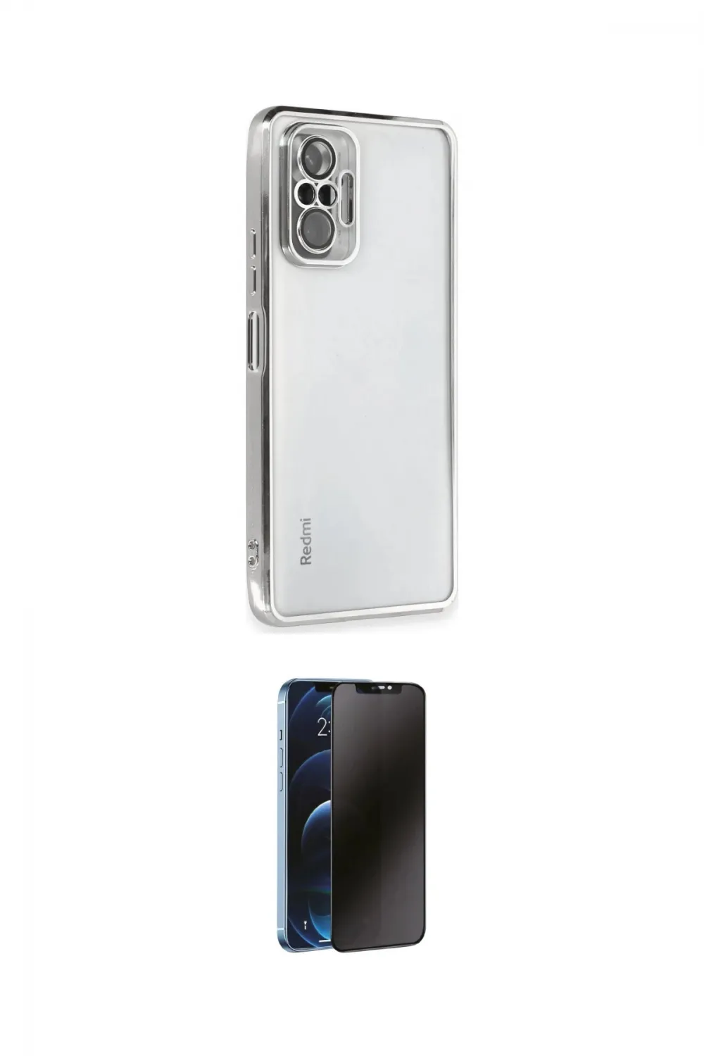 ieg™ Redmi Note 10 Pro Kılıf Vadi Minimal - Siyah 3D Antistatik Hayalet Cam Ekran Koruyucu