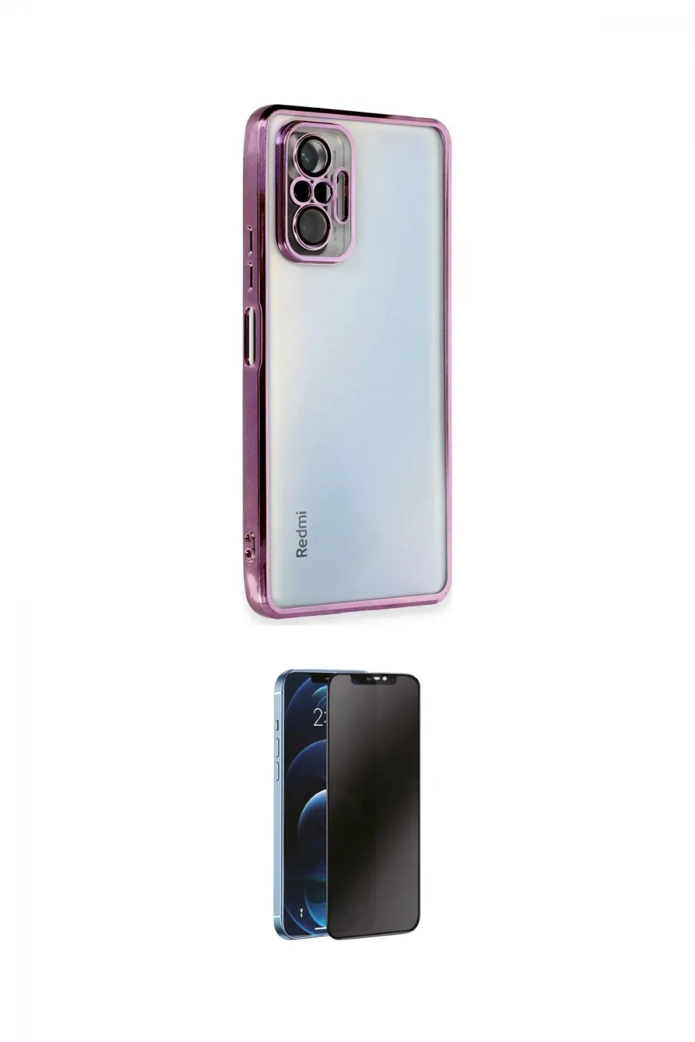 ieg™ Redmi Note 10 Pro Kılıf Vadi Minimal - Siyah 3D Antistatik Hayalet Cam Ekran Koruyucu