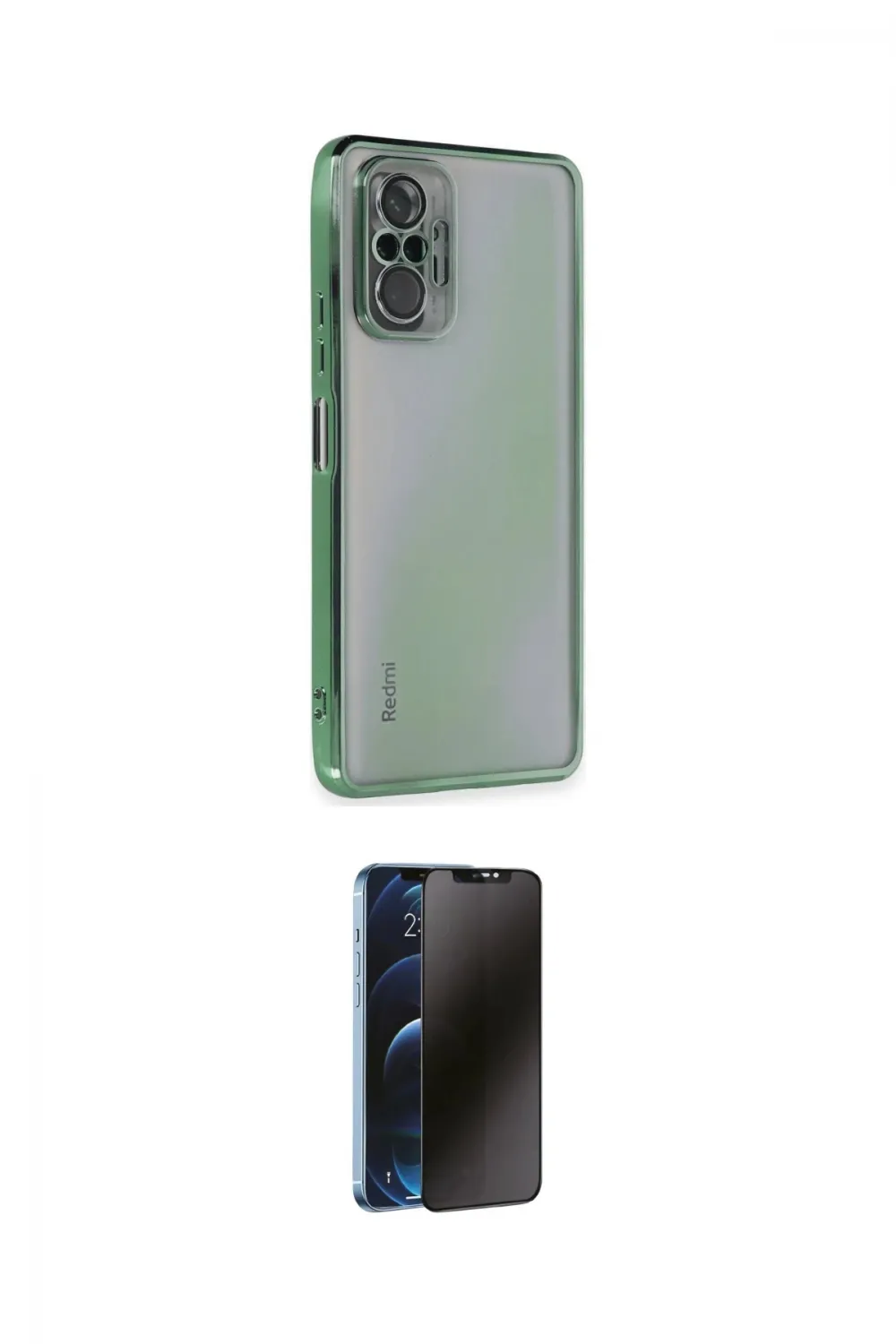 ieg™ Redmi Note 10 Pro Kılıf Vadi Minimal - Siyah 3D Antistatik Hayalet Cam Ekran Koruyucu